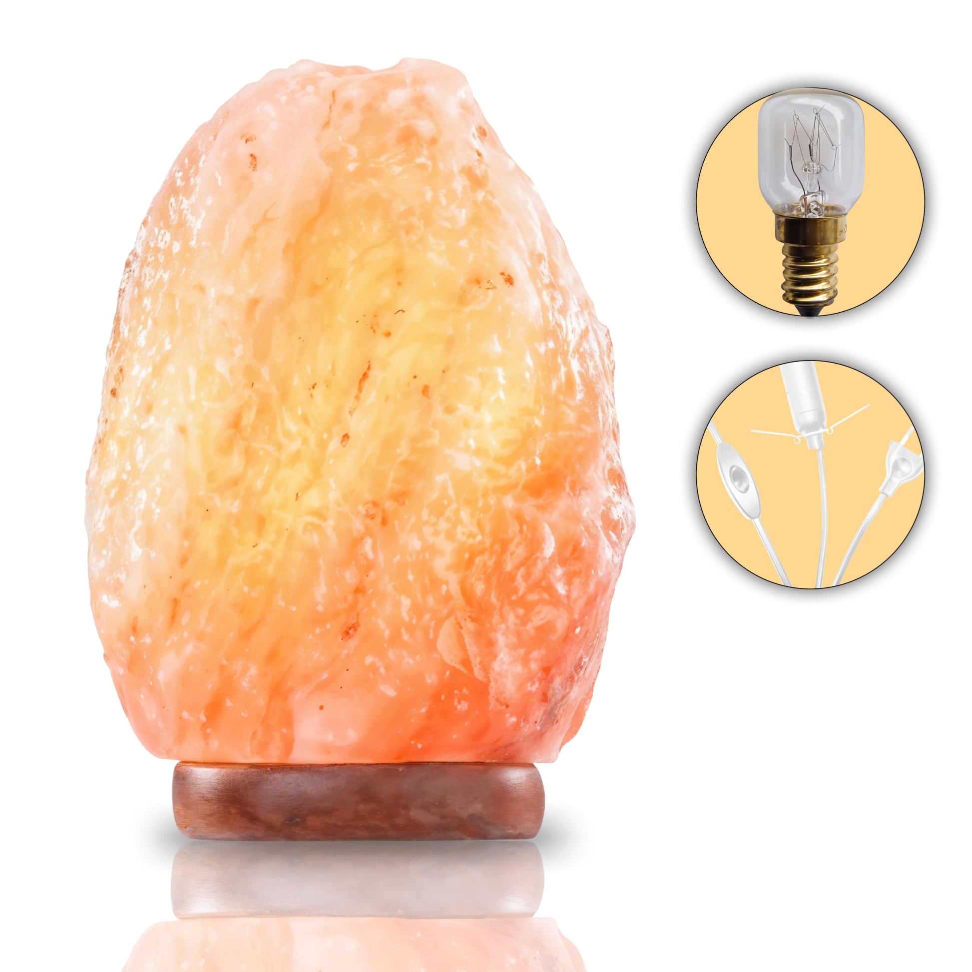Heimtex Himalaya Salt Lamp - Natural Shape Salt Crystal Lamp from the Salt Range - 4-7 kg Salt Lamp with Cable and Replaceable Light Bulb Made of Pure Salt Stone