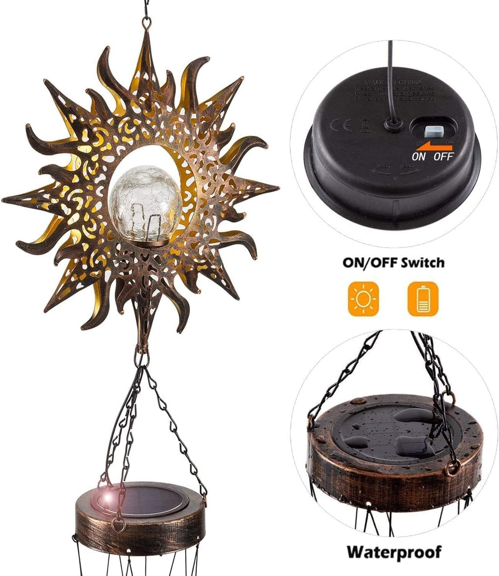 Hanging Solar Wind Chimes - Solarleuchten LED Nachtlichter im Freien Garten Wasserdicht Metall Windglocke Chime Light Lamp für Patio Deck Lawns Yard Terrasse Hof