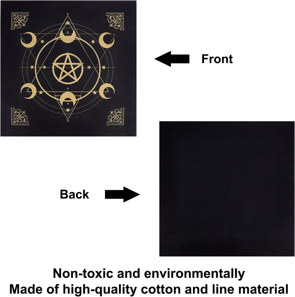 CREATCABIN Altartuch Mond Sonne Stern Pentagramm Himmlisches Tarot-Deck Spiritueller Wandteppich Tischdecke Macht Heiliges Tuch Astrologie Für Wahrsagen Premium-Hexereizubehör Pagan 19.29x19.29 cm