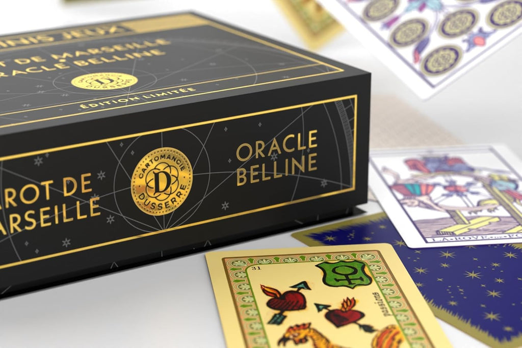 Dusserre - Minis Tarot Games Marseiller & Oracle Belline | Collectible Box Cartomancie | Limited Edition | Oracle and Tarot Fortune Telling | Hard Case