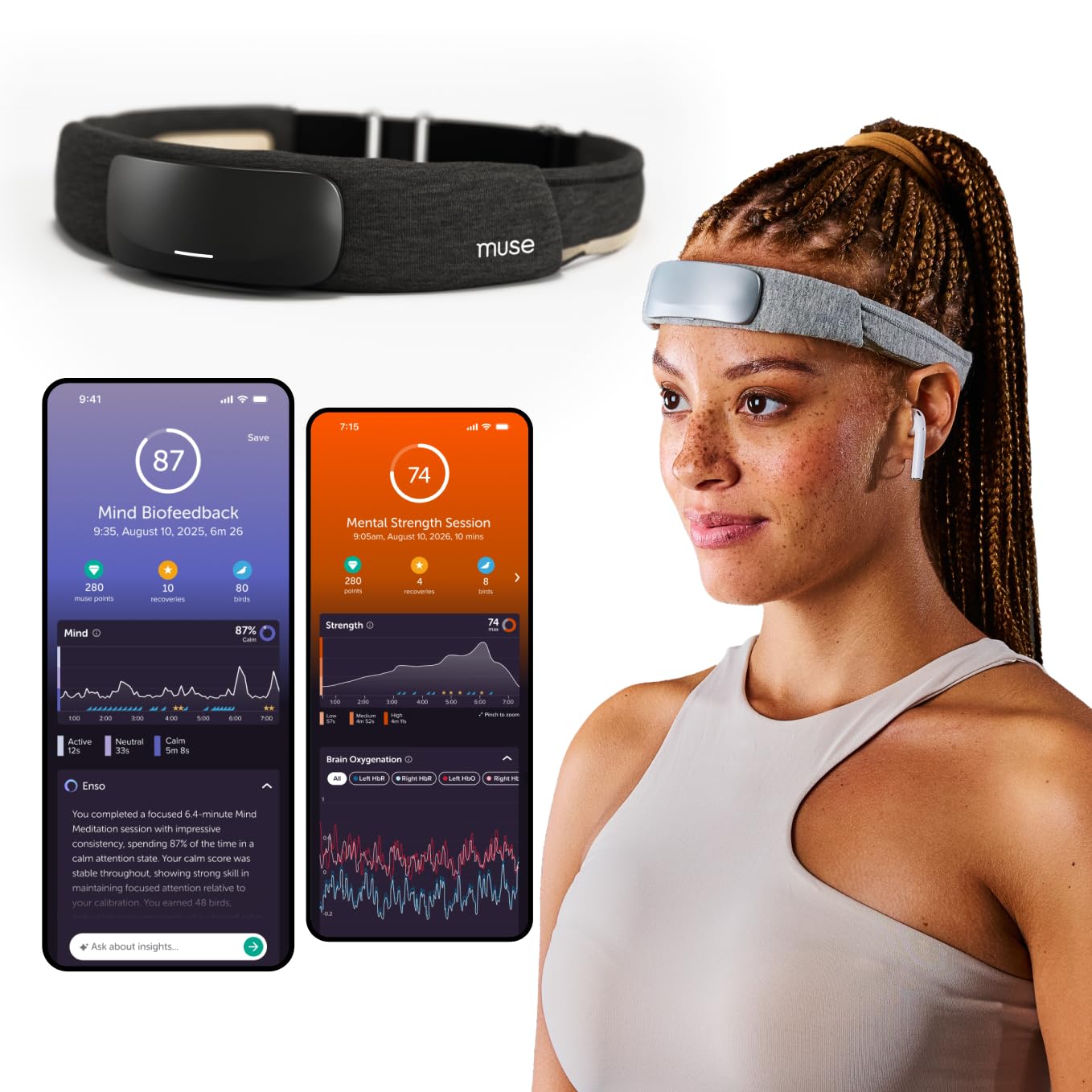 Muse S Athena: The Brain Sensing Headband - Deep Sleep Boost, Sleep Assist and Tracking - Neurofeedback Devices for Meditation Tracking & Monitoring with EEG and fNIRS Sensors - Carbon (Dark Grey)