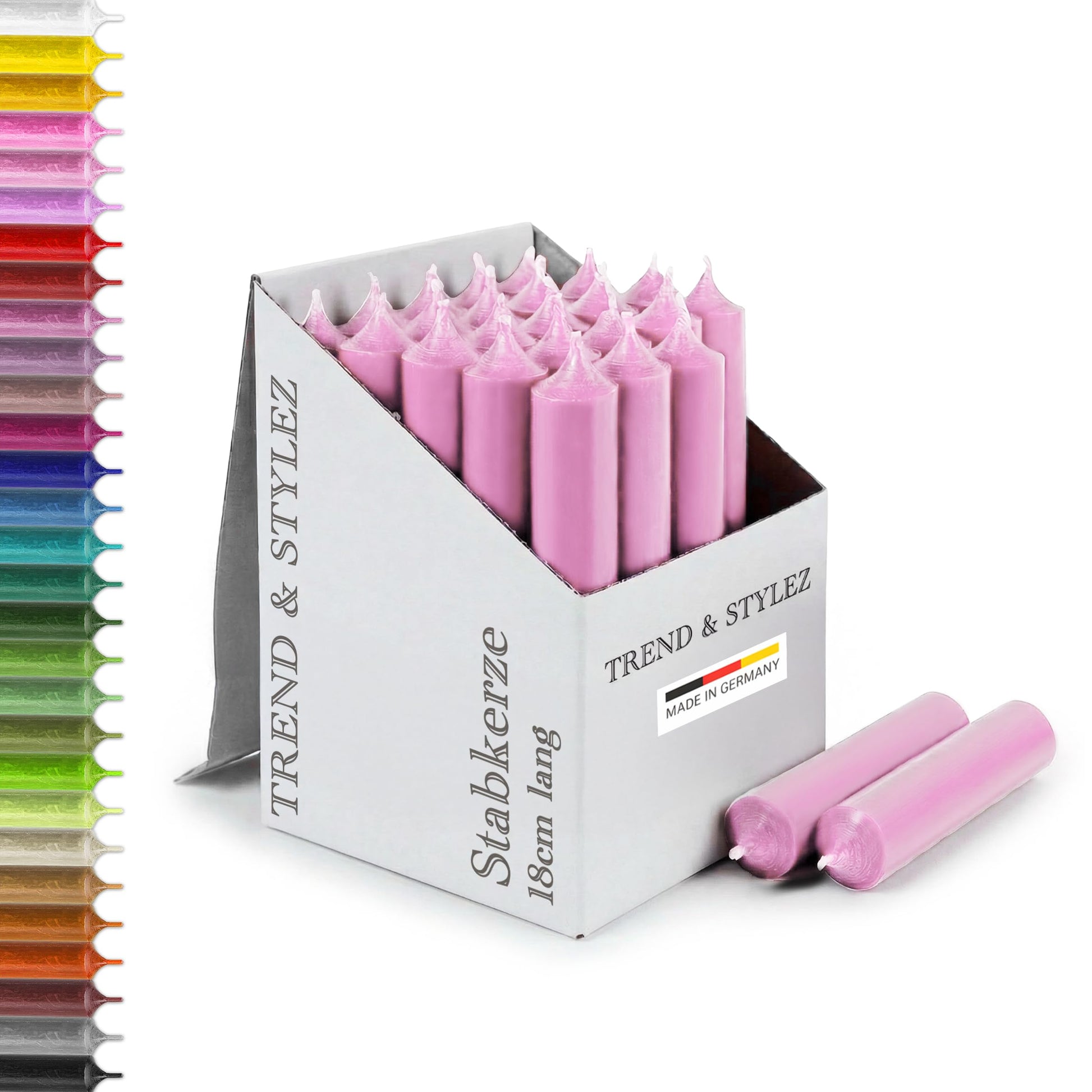 25 Stabkerzen 180mm x 22mm | Durchgefärbte Spitzkerzen | 8+ Stunden Brenndauer | Made in Germany - Ohne Tropfen & Rußen | RAL-Zertifizierte Tafelkerzen unparfümiert (Grün)