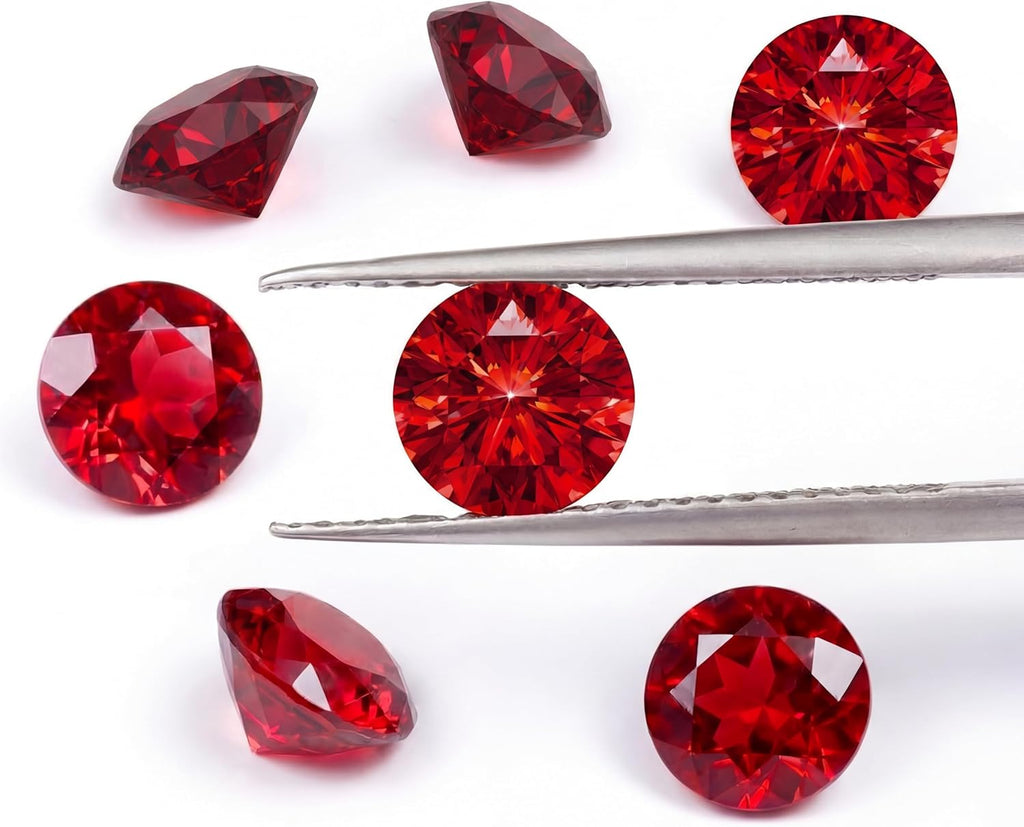 Rubin Stein, Künstlicher Ruby im Labor Gezüchtet, Rubinrot, 0,5–2,0 ct, Runder Brillantschliff, AGL-Zertifiziert, Loser Edelstein zur Schmuckherstellung (Ohrringe, Ringe, Halsketten)