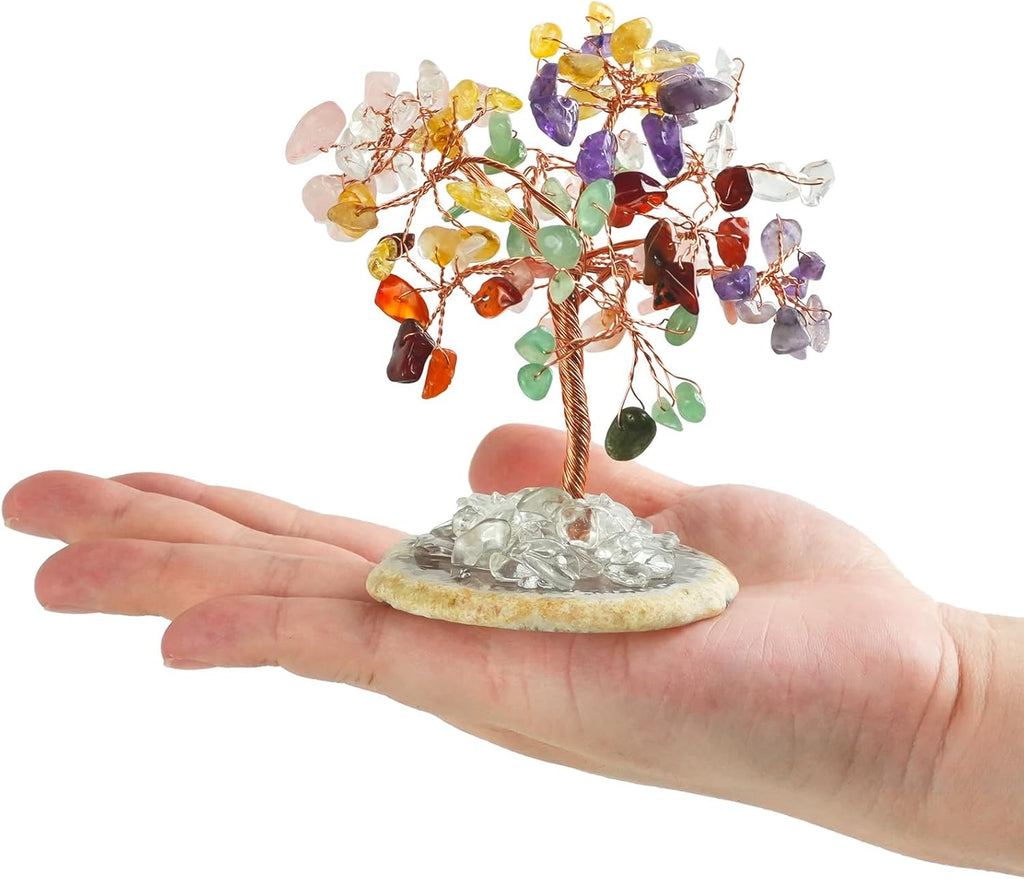 7 Chakra Baum des Lebens, Natürliche Kristalle und Heilsteine spirituelle Dekoration für Positive Energie, Edelstein Feng Shui Baum für Meditation, Home Dekorationen Heilung Geschenke