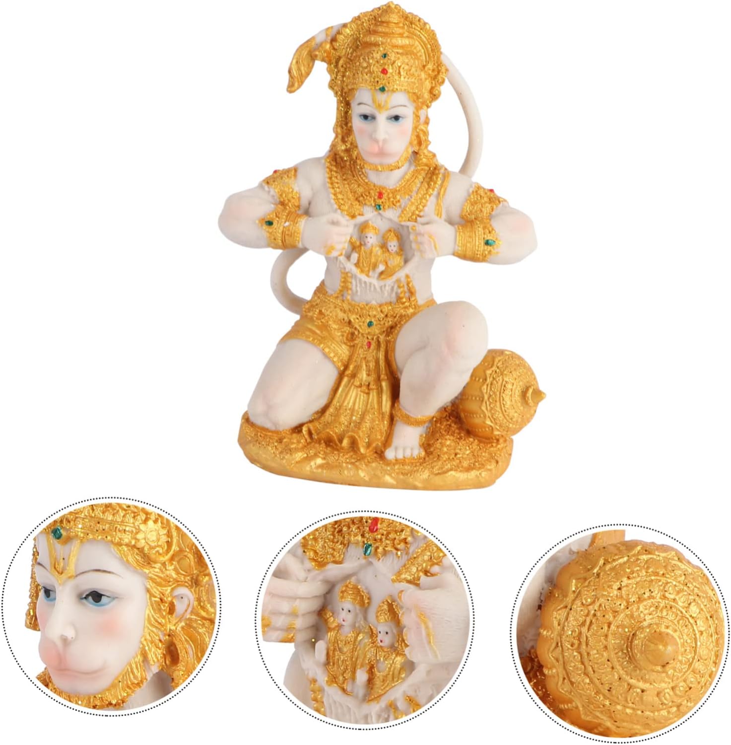 MAGICLULU kniende Affenstatue klein groß Mönch Skulptur Dekorationen wohnungseinrichtung wohnungsdeko tischdeko esstisch Hindu-Affengott-Statue Tischdekoration Wohnaccessoires Harz Golden