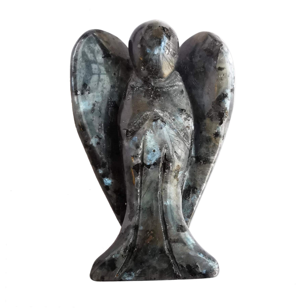 Natural Kambaba Jasper Guardian Angel Statue, Hand Carved Stone Healing Crystal Bag Figures Decoration, 5 cm