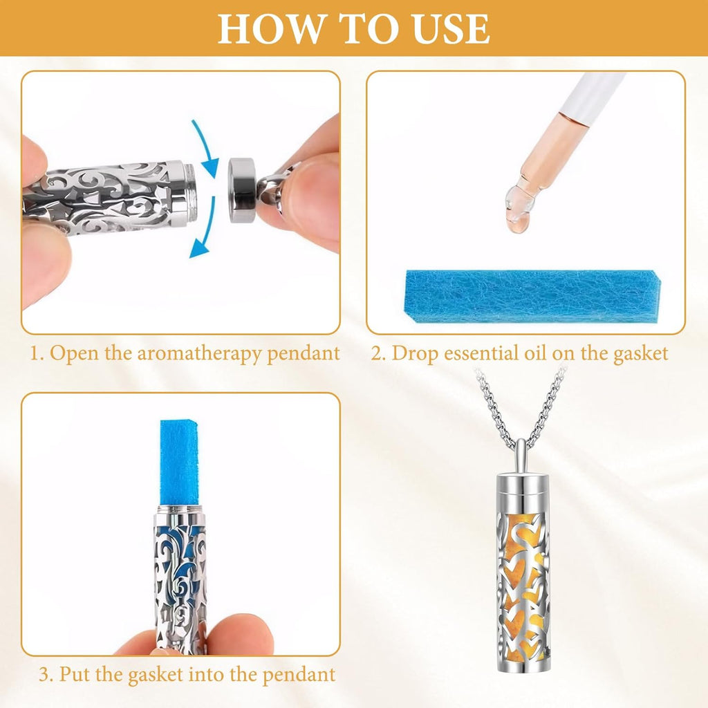 Fragrance Chain Essential Oil Necklace for Women Chain with Fragrance Pendant Fragrance Chain Aromatherapy Necklace Diffuser Stainless Steel Diffuser Necklace Fragrance Chain Essential Oil Necklace