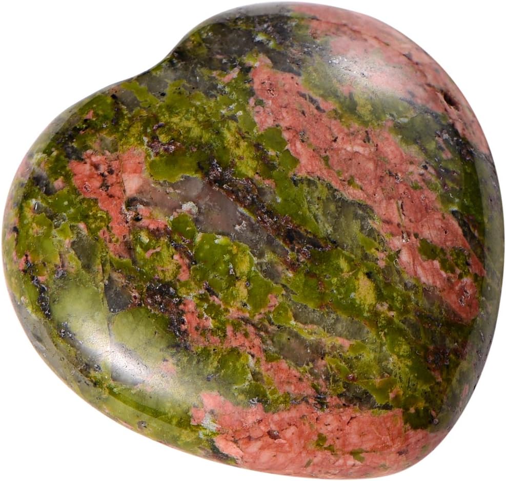 Morella Gemstone Heart Good Luck Charm, Stone Heart to Take with You, 3 cm, in Velvet Bag