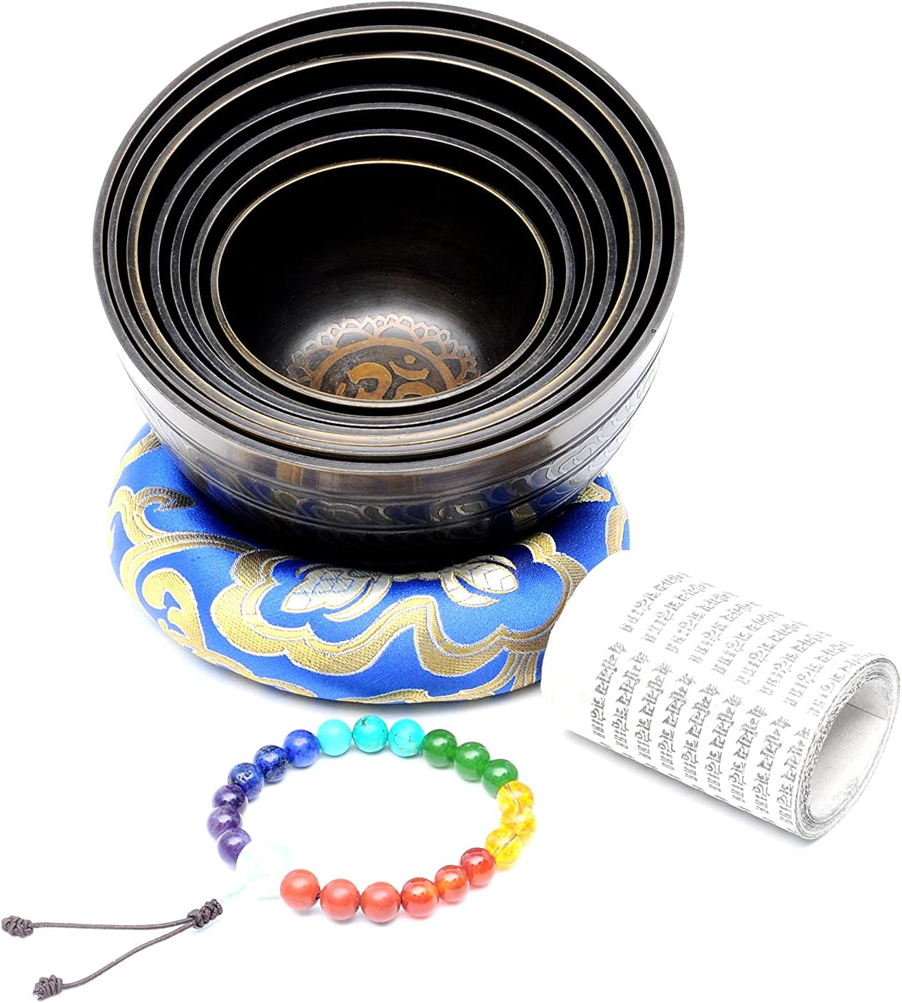 THE NEPAL Klangschalen-Sets von 7 Handgefertigte tibetische Chakra-Heilklangschale für Meditation, Klang, Frieden, Achtsamkeit, Yoga, sieben Chakra-Schalen