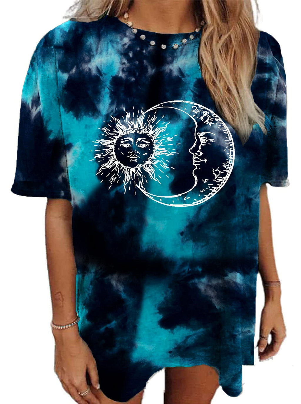 Remidoo Women's Casual Oversized T Shirt Short Sleeve Graphic Tee Letter Tie Dye Shirts