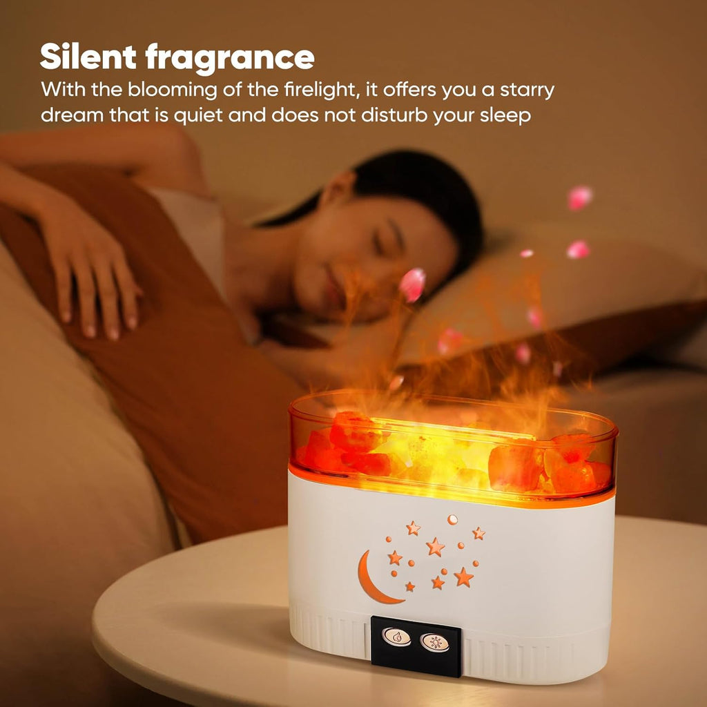 2-in-1 Salzstein Aroma Diffuser mit 7 Farben LED - Kabelloser Luftbefeuchter für ätherische Öle, Salzkristalllampe & Duftöl Diffusor als Raumduft und Salzlampe für Zuhause, 200ml