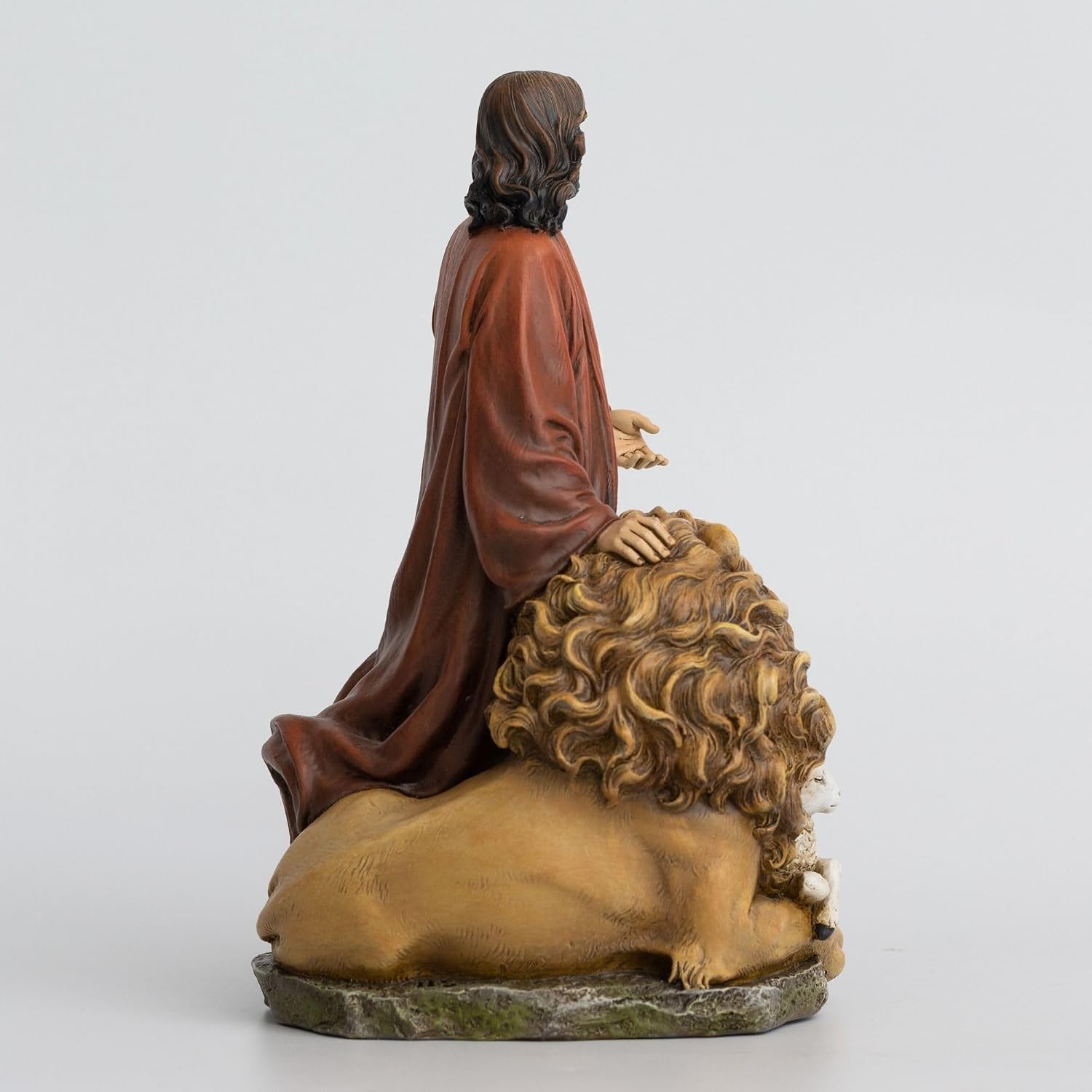 Jesus with Lion and Lamb Statue 10.8 Inch Jesus Figurine the Lion of Judah & The Lamb of God Christian Figurine, Realistic Religious Sculpture for Home Décor, Faith Gift, Church Display
