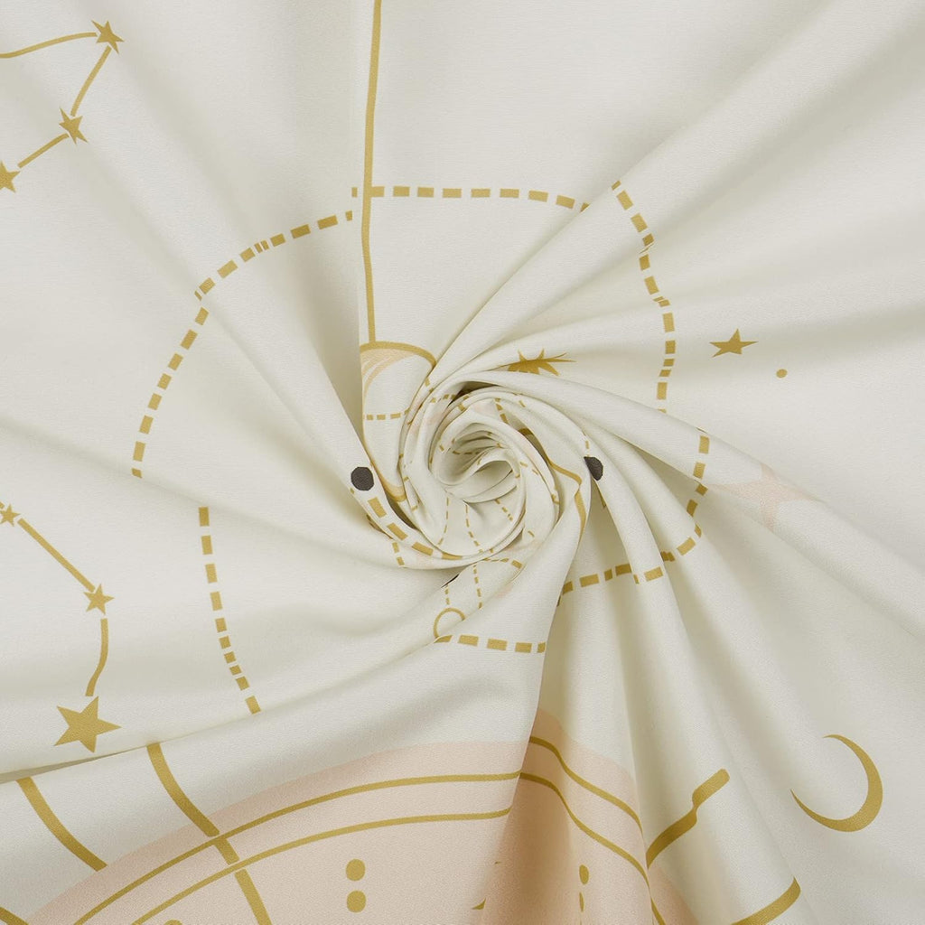 Yugarlibi Mondphasen Wandteppich Mysteriöser Konstellation Sternenhimmel Tarotkarten Wandbehang Ästhetische Retro Astrologie Wandkunst für Schlafzimmer Wohnzimmer Beige 150x130cm