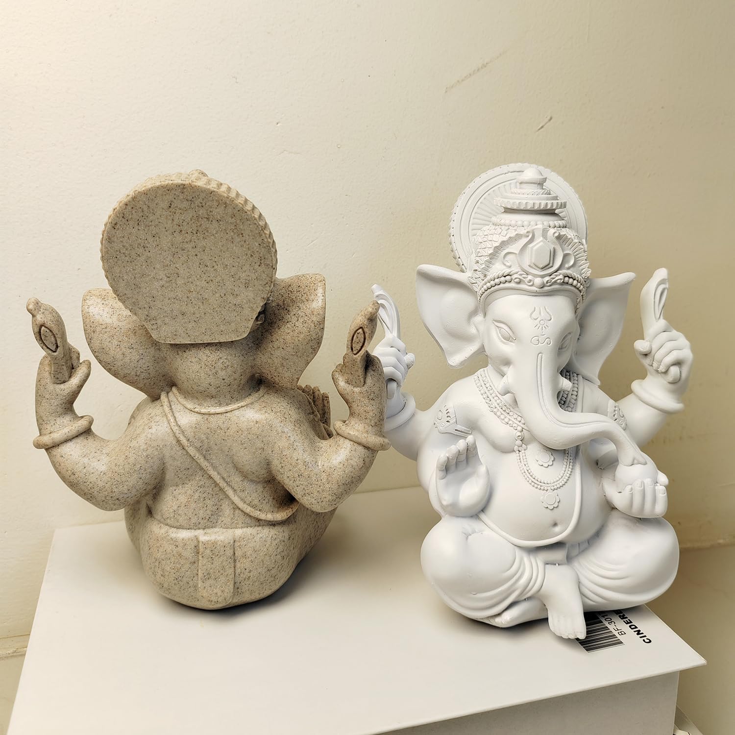 Ganesha Buddha Statue,Buddha Figur,Deko Statue,Deko Wohnzimmer,Indische Ganesha, Home Store Dekoration(9.5cm/Weiss)