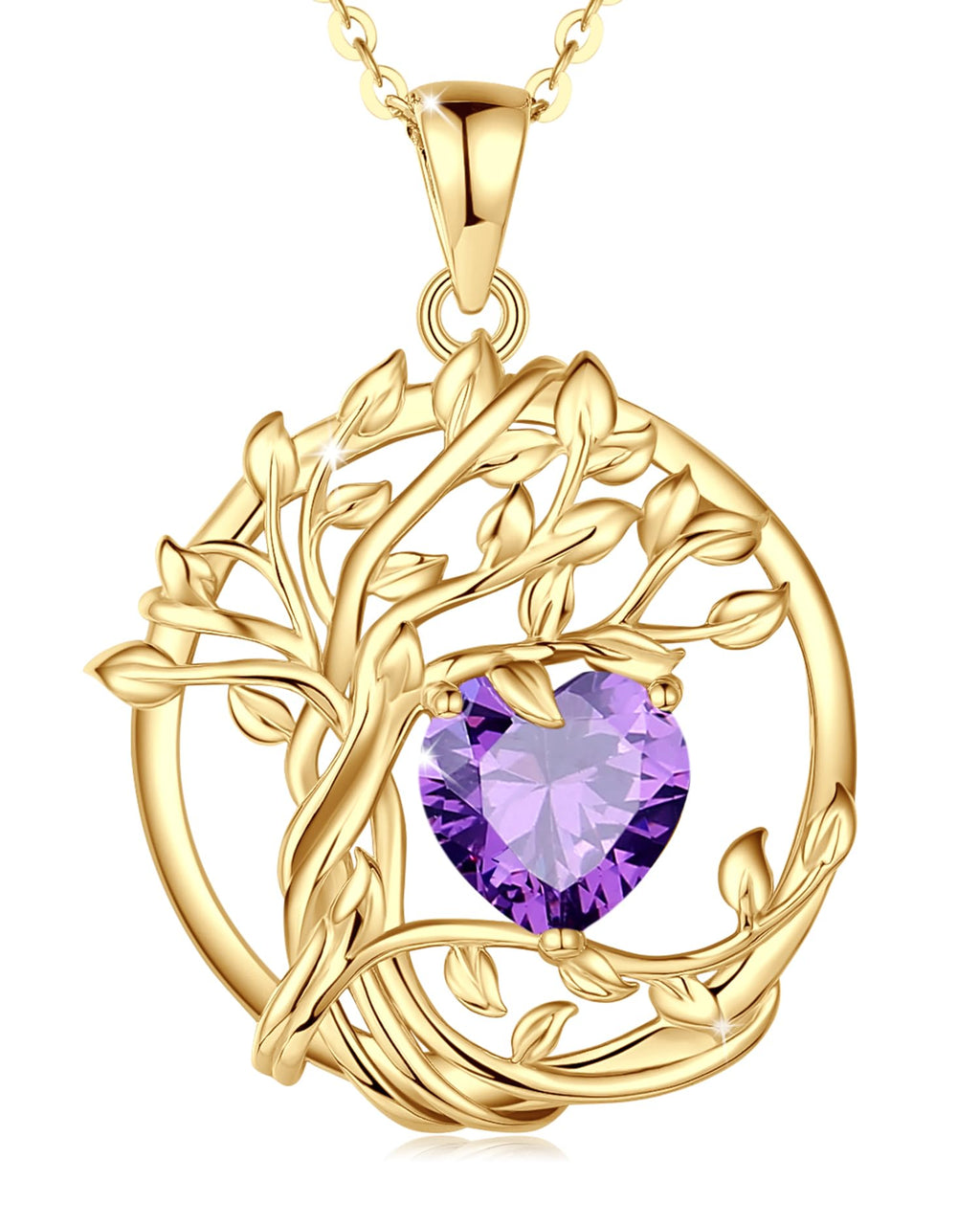FANCIME Tree of Life Baum des Lebens Geburtstein Halskette Sterling Silber Anhänger Geburtstein Kette Edelstein Jahrestag Geburtstag Schmuck Weihnachten Geschenke für Damen Mama Ihre Frau