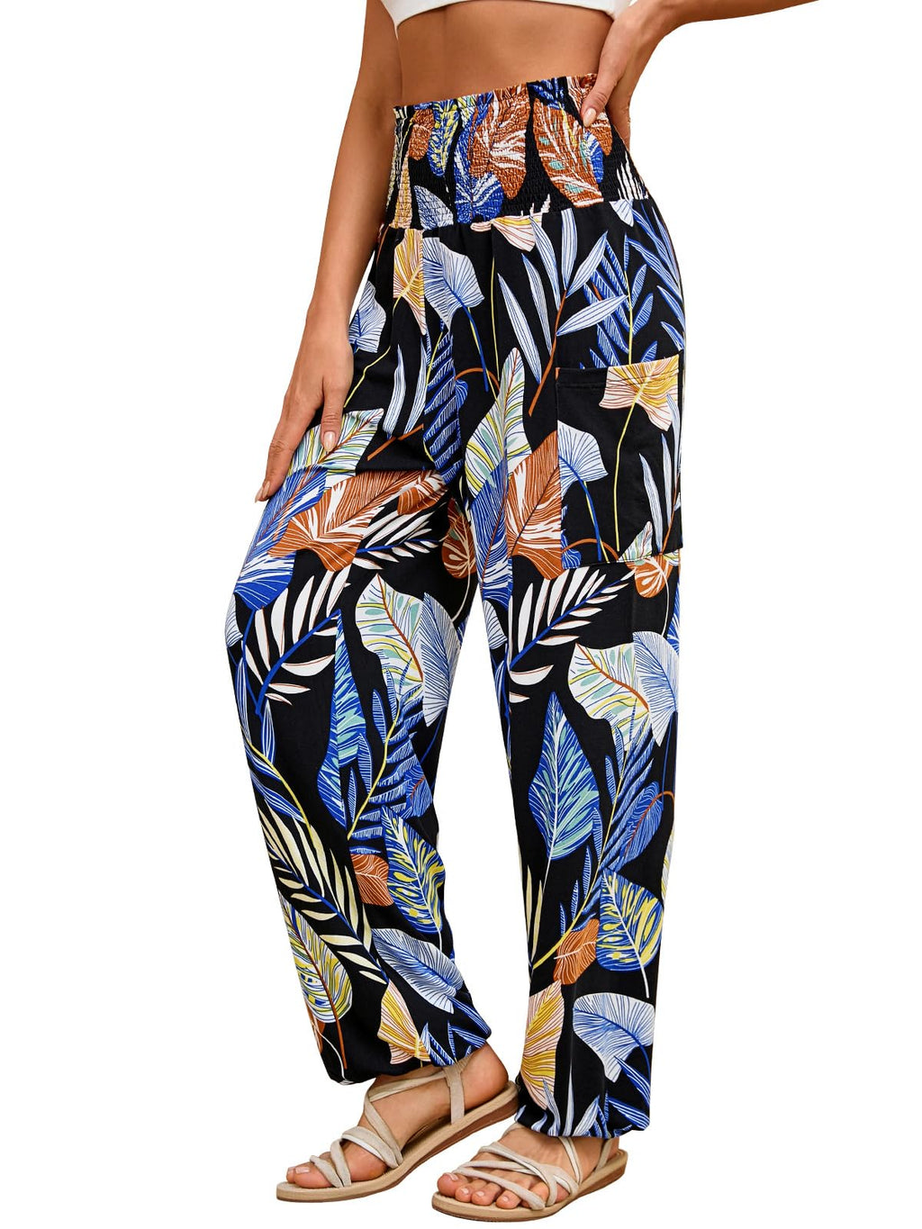 QIANXIZHAN Women's Harem Pants, High Waist Yoga Boho Trousers with Pockets