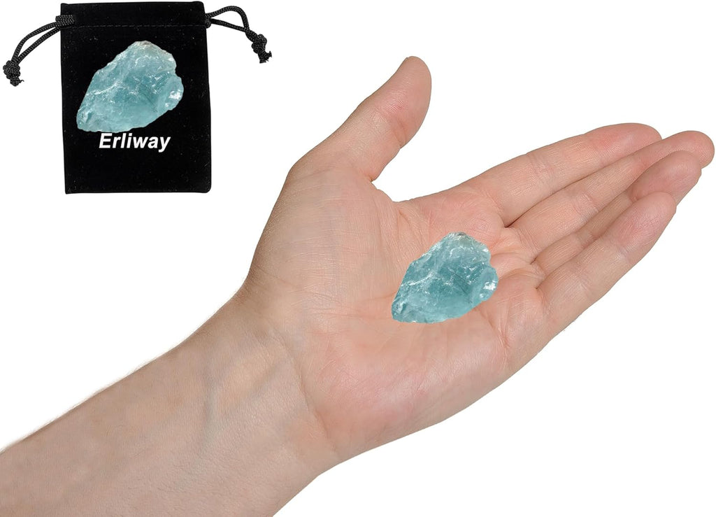 Aquamarine Raw Crystals Large 1.2-2 Inch Healing Crystals Natural Raw Stones Crystal for Tumbling Cabbing Fountain Stones Decoration Polishing Wire Wrapping Wicca and Reiki