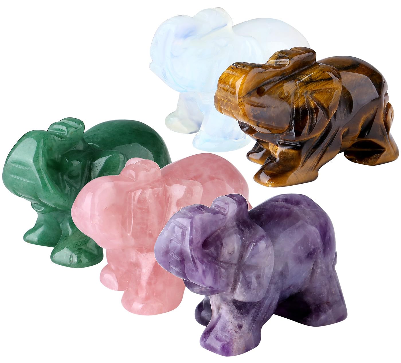 QINJIEJIE Amethyst Elephant Decor Statue Crystals Healing Stones Crystal | Pocket Figurines Cute Ivory Wedding Anniversary Sculpture Gemstones Home Office Desk Purple Decor Elephant Gifts for Women
