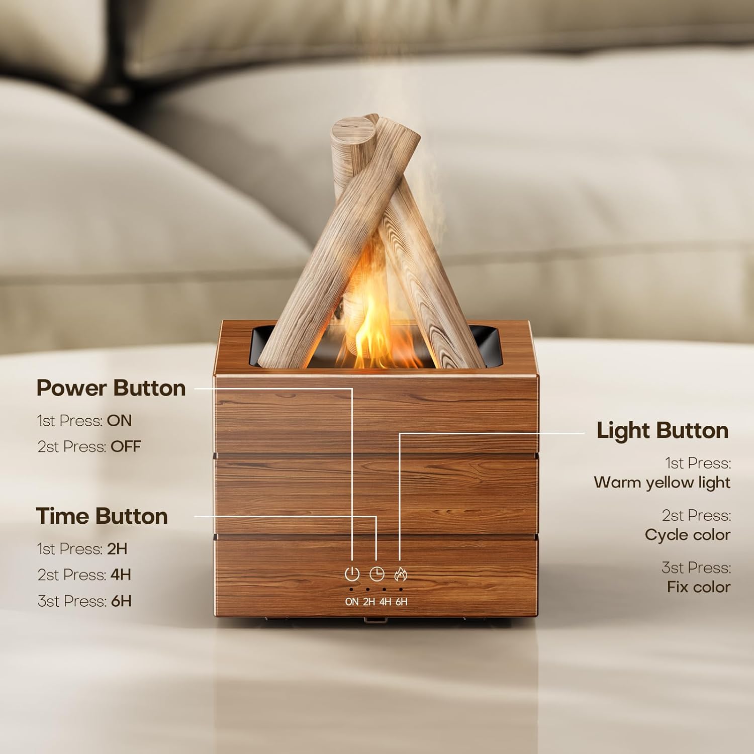 Bonfire Essential Oil Diffuser Flame Aromatherapy Diffuser Machine 280ML Fire Mist Humidifiers 8 Color LED Lights Campfire Diffusers for Home Office Bedroom