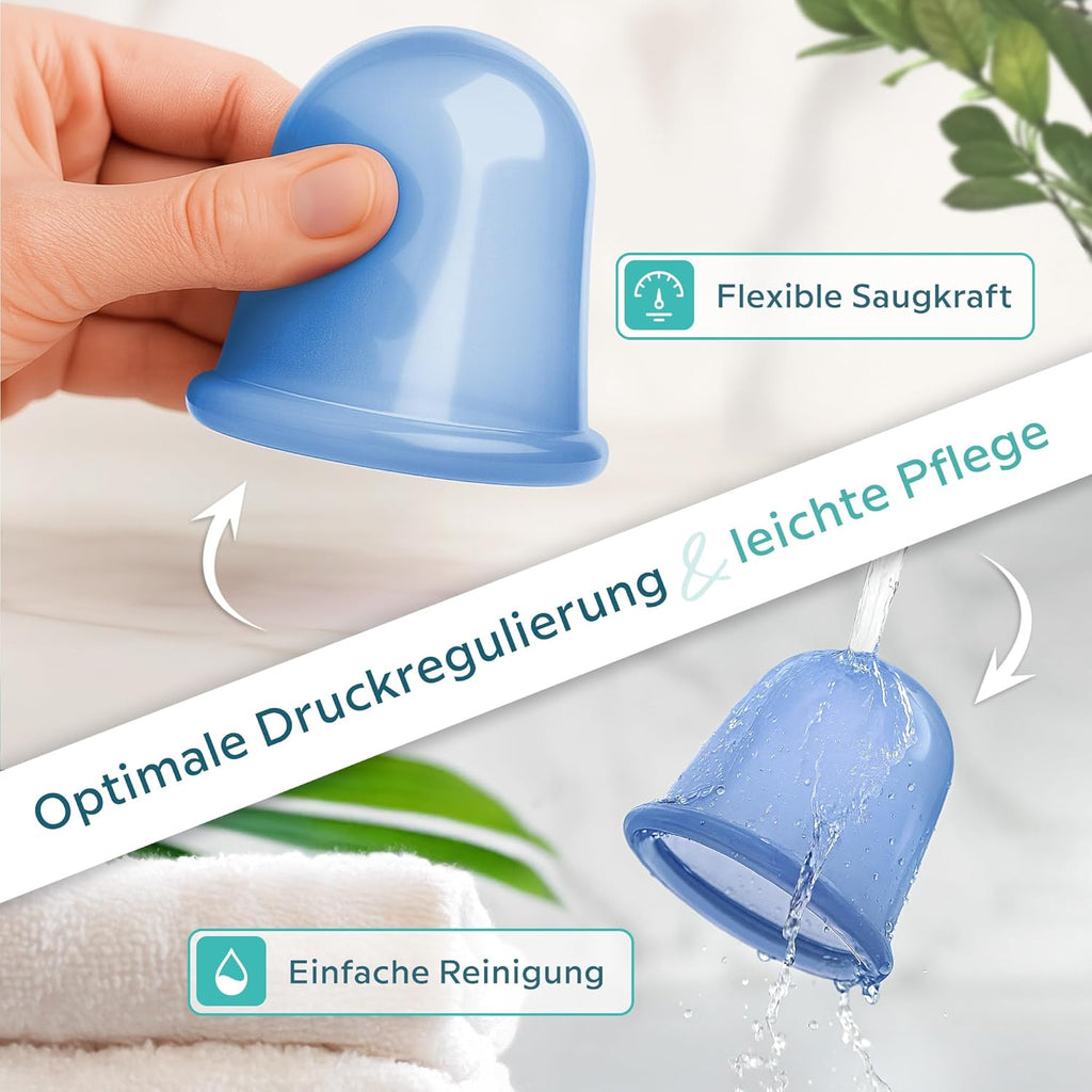 [Das Original] Schröpfgläser Silikon [2 Stück] - Effektive Schröpfen Silikon mit Faszienschaber - Dermatest: Sehr Gut - Schröpfglas - Schröpfset mit e-Book - Gegen Verspannungen & Cellulite