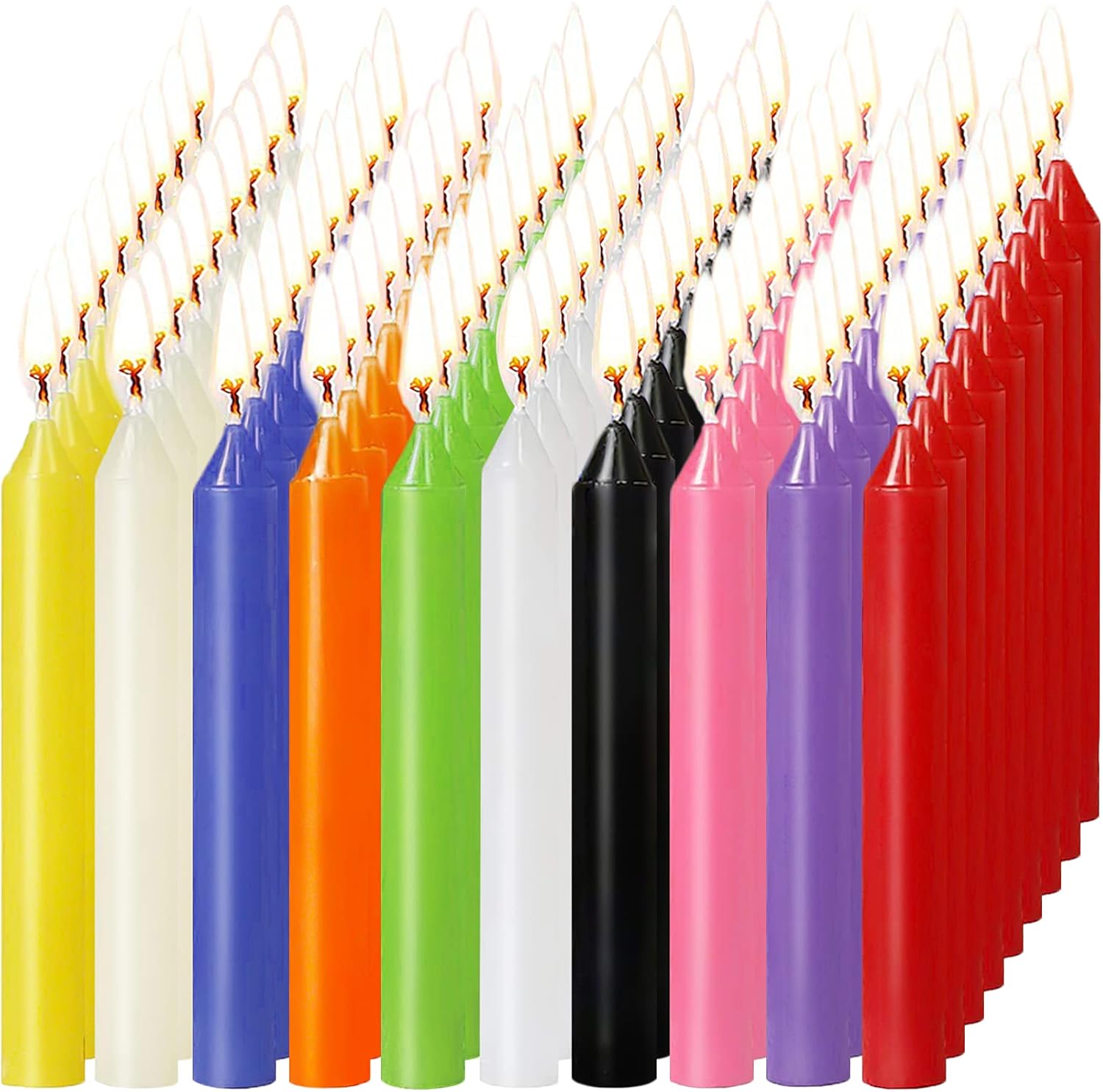 MUOIVG Candle 100 Kerzen Kleine Dripless,Leuchterkerzen für Chimes, Magie, Gemeinde, Geburtstag,Bankett,Vigil Kerzenschein, Rituale, Partydekoration (10 Farben),mit rückstandsfreiem Abbrand