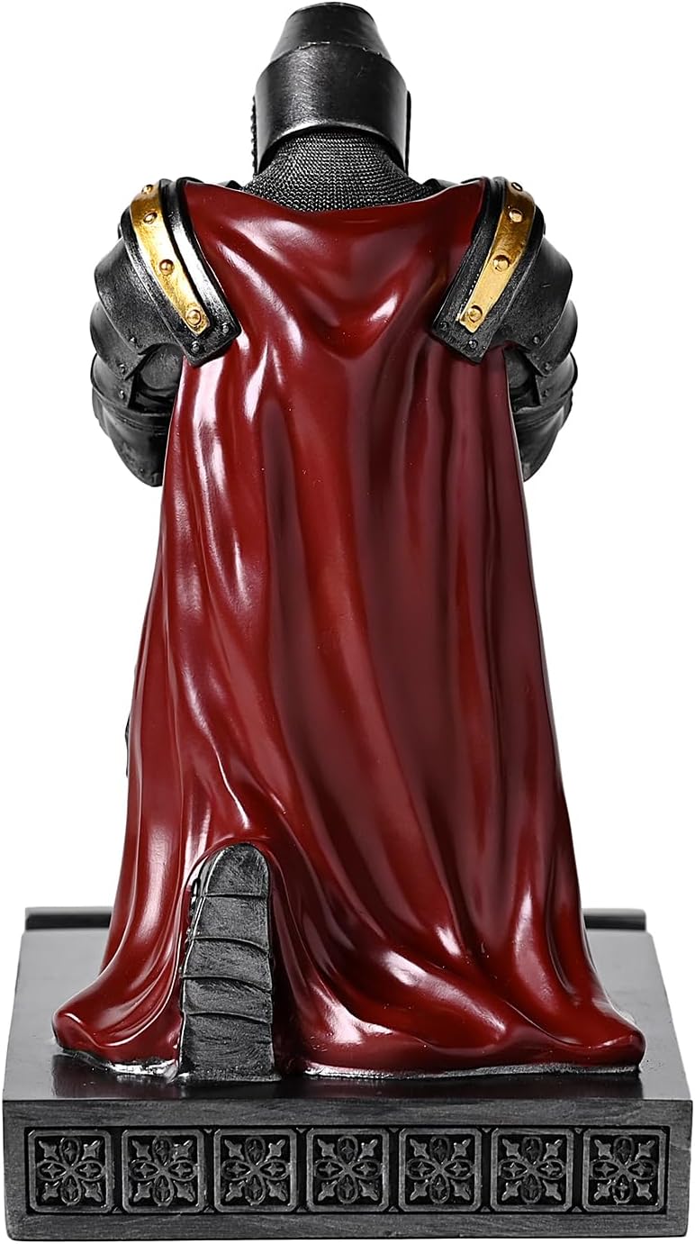 Mittelalterlicher Templer-Vorhut Offizier Ritter Stifthalter Stifthalter Schreibtisch-Organizer und Zubehör, Harz-Handy-Ständer als Geschenk für Büro und Zuhause, Schreibtisch-Organizer