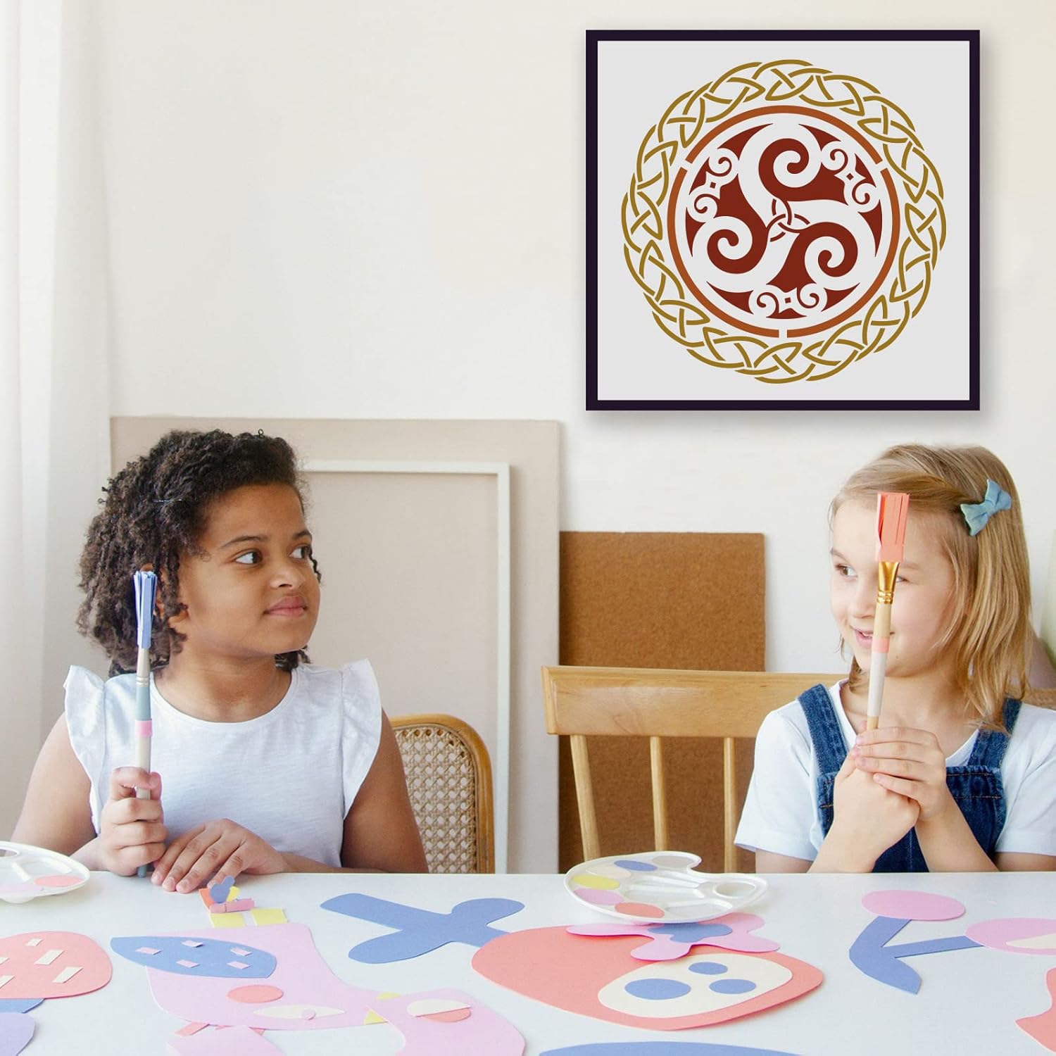 FINGERINSPIRE Celtic Triskele Stencil 30 x 30 cm Viking Celtic Knot Stencil Triple Spiral Celtic Symbol Stencil for Painting on Wall Canvas Tiles Furniture and Paper