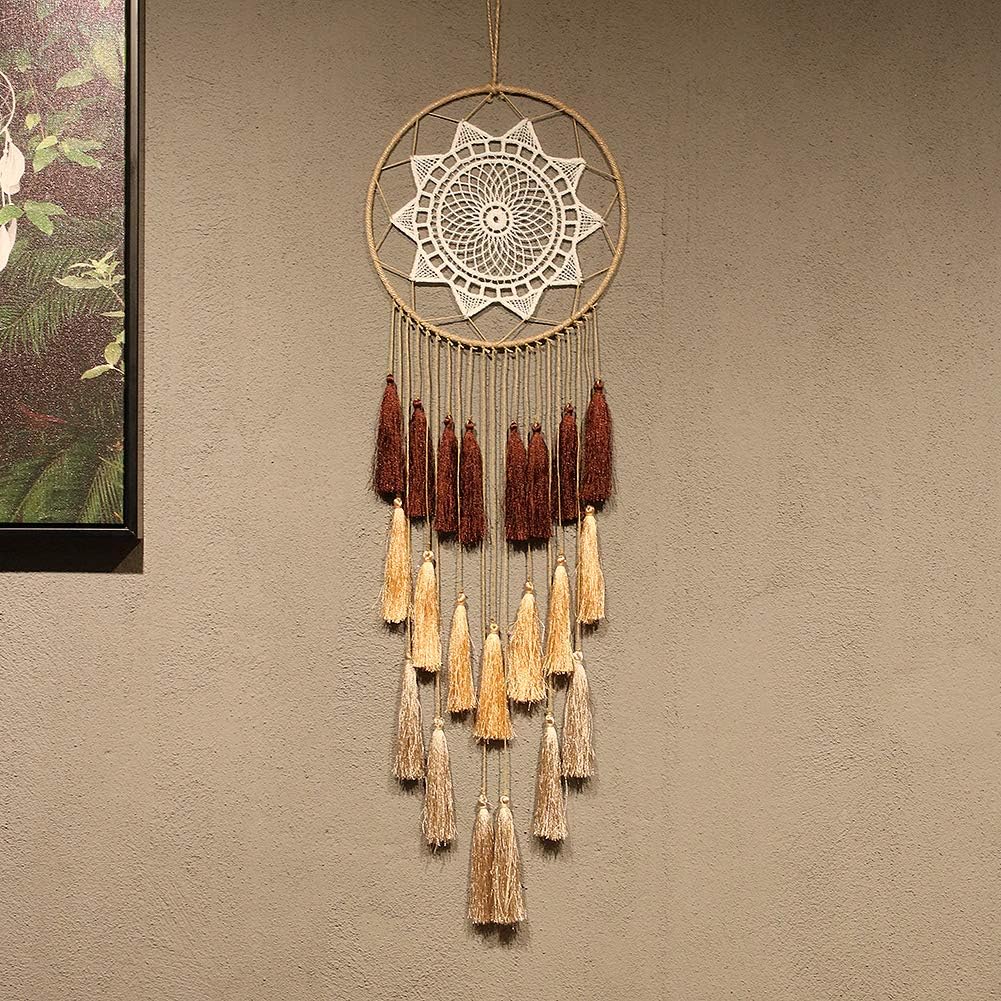 Artilady Macrame Dream Catcher Wall Hanging, White Large Boho Bedroom Decor