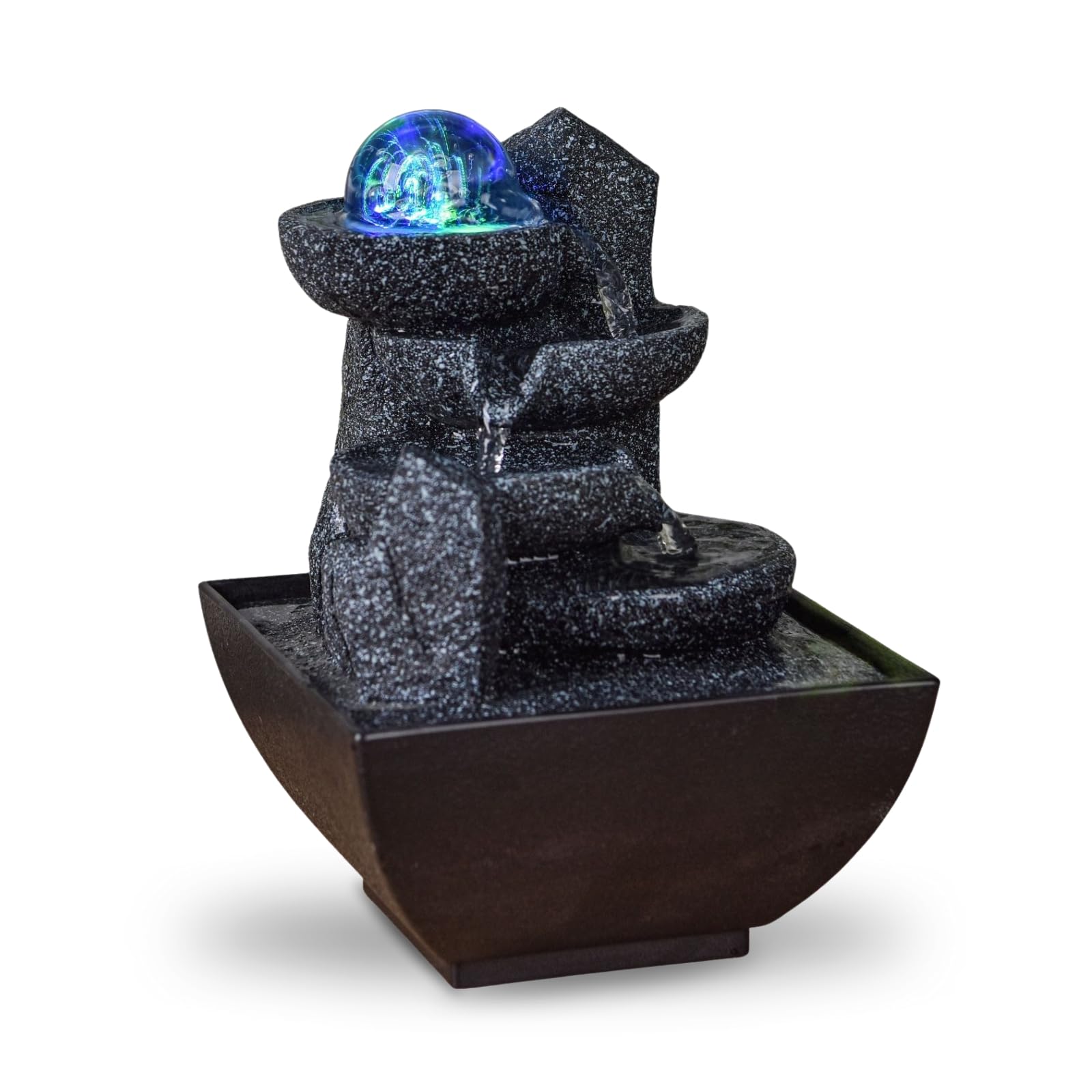 zen' Light Natural Boro Fontaine Resin Silver 13 x 13 x 17 cm