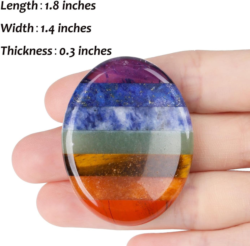 XIANNVXI Chakra Steine Kristalle Edelsteine Heilsteine Natürlich Kristall Sorgensteine Handschmeichler Daumen Poliert Oval Pocket Stein Angst Stress Relief Meditation