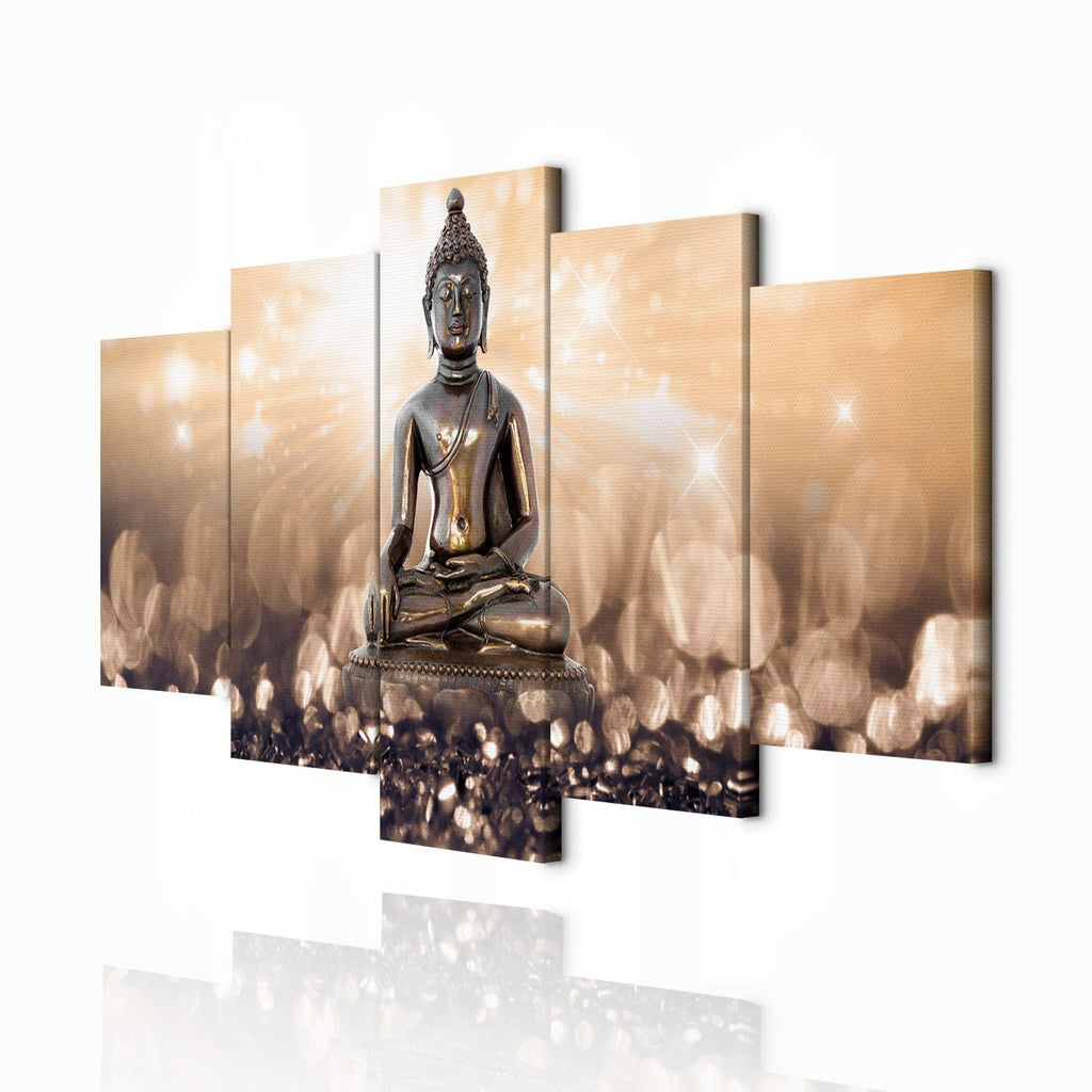 decomonkey Bilder Buddha 200x100 cm 5 Teilig Wandbild Groß Leinwandbild XXL Deko Wohnzimmer Schlafzimmer Wanddeko Pictures For Wall Poster Wall Painting Zen Orient