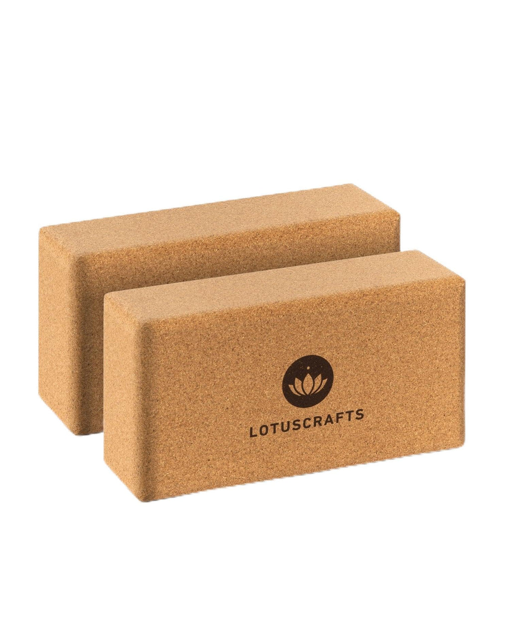 Lotuscrafts® Yoga Block Kork 2er Set oder Einzeln, Korkblock in 2 Größen, Made in Portugal, 100% Natürliche Yogablöcke aus Kork, Yoga Zubehör für Anfänger & Fortgeschrittene