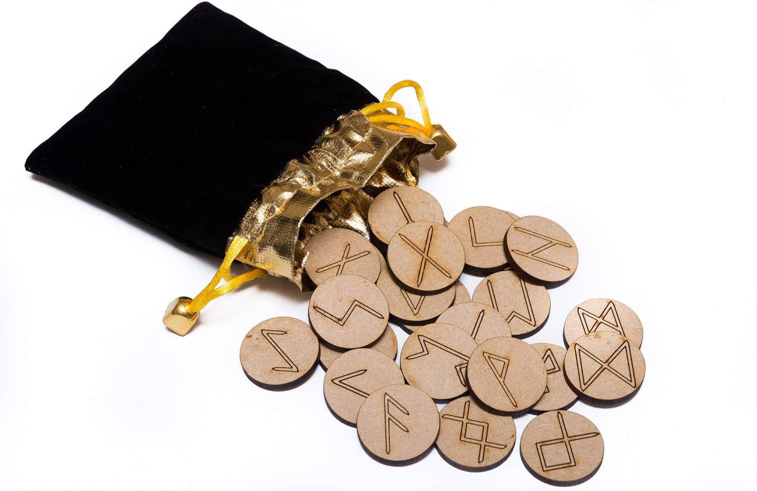 wiccan star Runen Steine ​​Set (25 Stück) mit Geschenkbeutel mit Bedeutung & 5 Runen orakel Technik (auf Englisch)