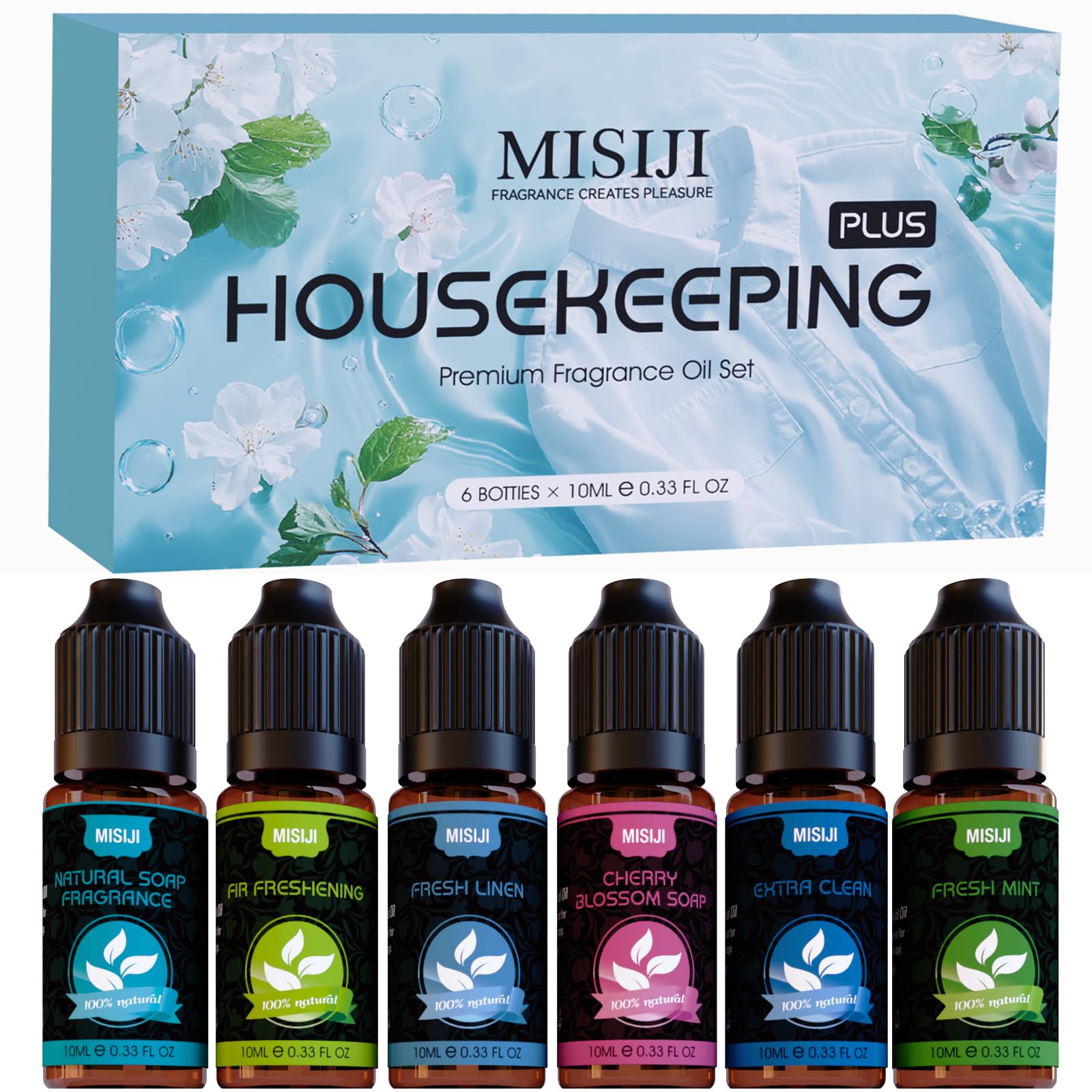 MISIJI Flower Ätherische Öle Set für Diffuser, Aromatherapie Duftöl GeschenkSet, Duftöle für Diffuser,Kerzenherstellung,Mestery Rose, Kirschblüte, Luxus Veilchen, Rosmarin, Vanille, Lavendel