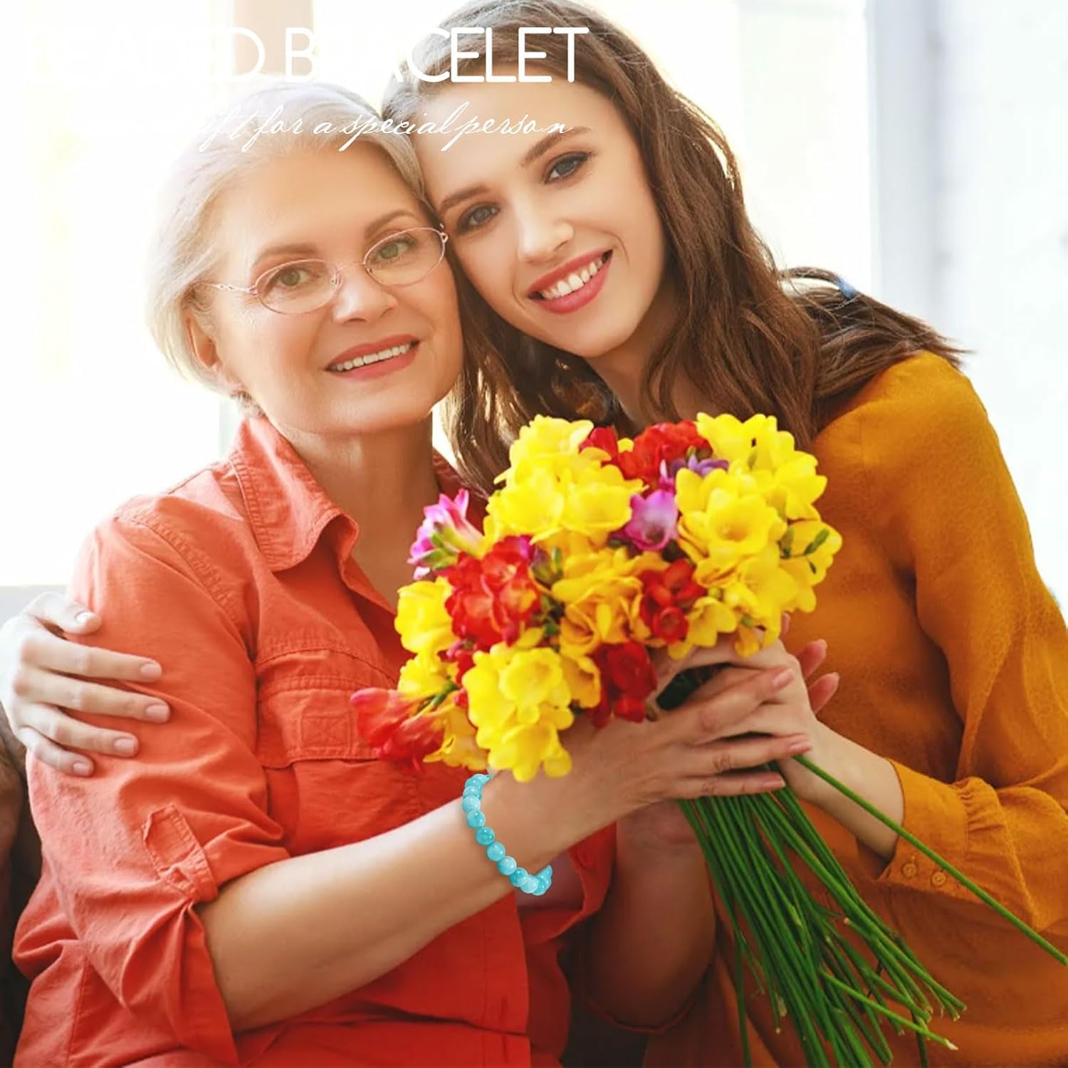 10 mm Aquamarine Bracelet Genuine Natural Stone Bracelet for Men and Women, Adjustable Blue Natural Gemstone Healing Stones Bead Bracelet Chakra Yoga Bracelet Brings Happiness, Wealth and Prosperity