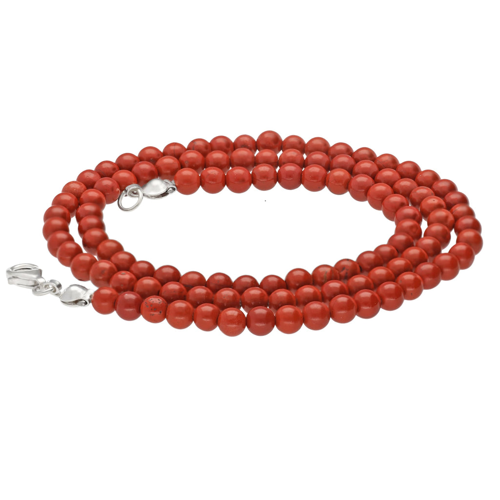 Lebensquelle Plus Edelstein Kugelkette + 925 Silber Verschluss | Ø 4mm Kugeln Karabinerverschluss 45cm lang | Hochwertige Kette
