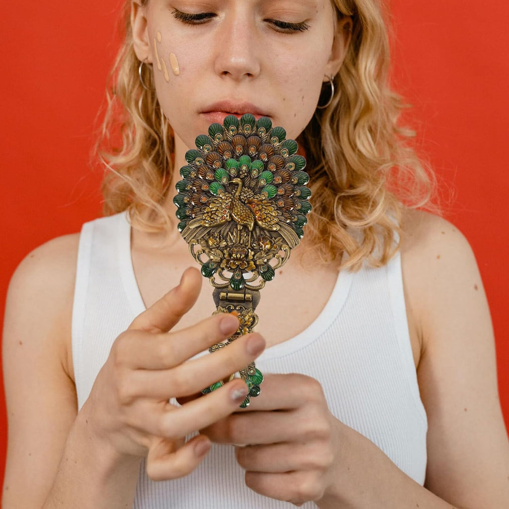 PACKOVE Vintage Handspiegel Gothic Handspiegel Handschminkspiegel Retro Faltbare für Mädchen und Damen