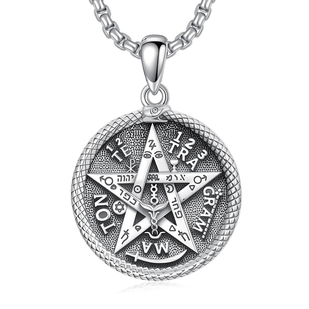 Schlüssel Amulett Halskette 925er Sterlingsilber Allah Hekate Dreifachmondgöttin Tetragrammaton Anhänger Halskette Schlüssel Wicca Heidnischer Pentagramm Schmuck Geschenke Für Frauen