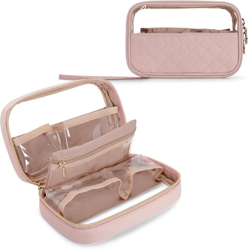 Yarwo Nagellack Organizer Tasche für 10 Flaschen, Kleine Nagellack Aufbewahrung mit Sichtfenster und Handschlaufe, Tragbare Kosmetiktasche für Maniküre Set & Nail Art, Rosa (Nur Tasche)
