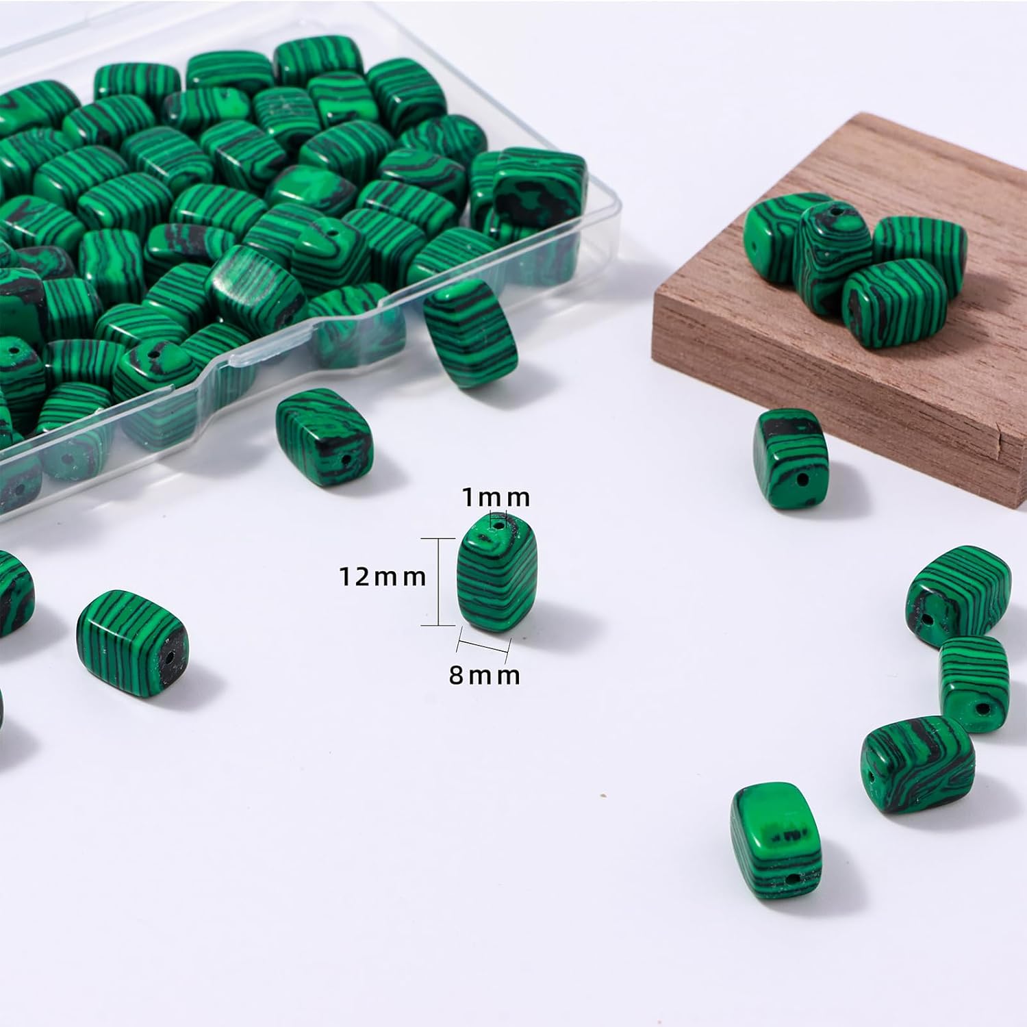 Natural Large Malachite Cube Stone Beads 8x11mm 38cm/str Loose Semi Gemstone Stone Square Beads for Making Bracelets Necklace