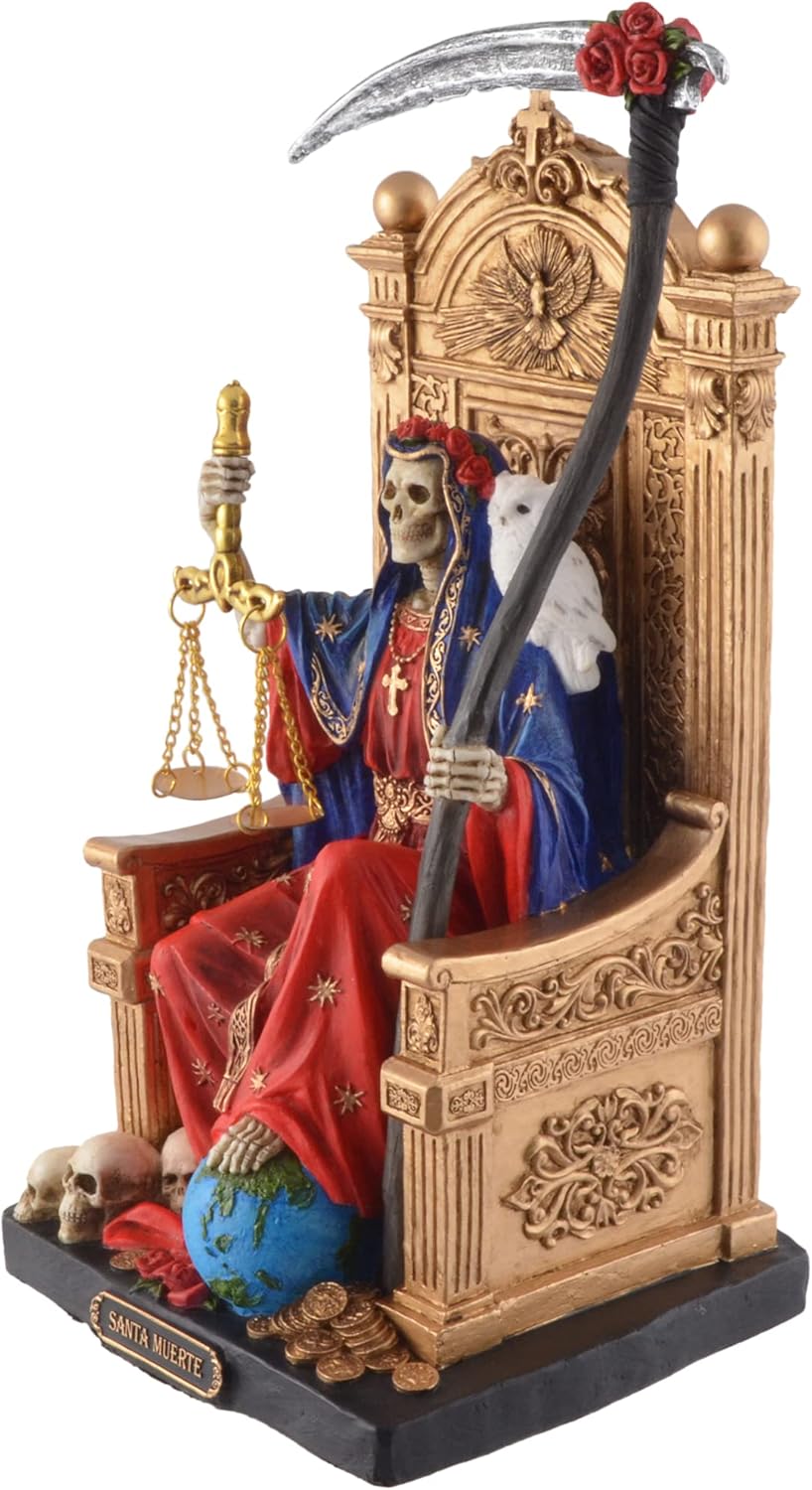 Santa Muerte on Throne with Scythe and Scales - Coloured by Veronese