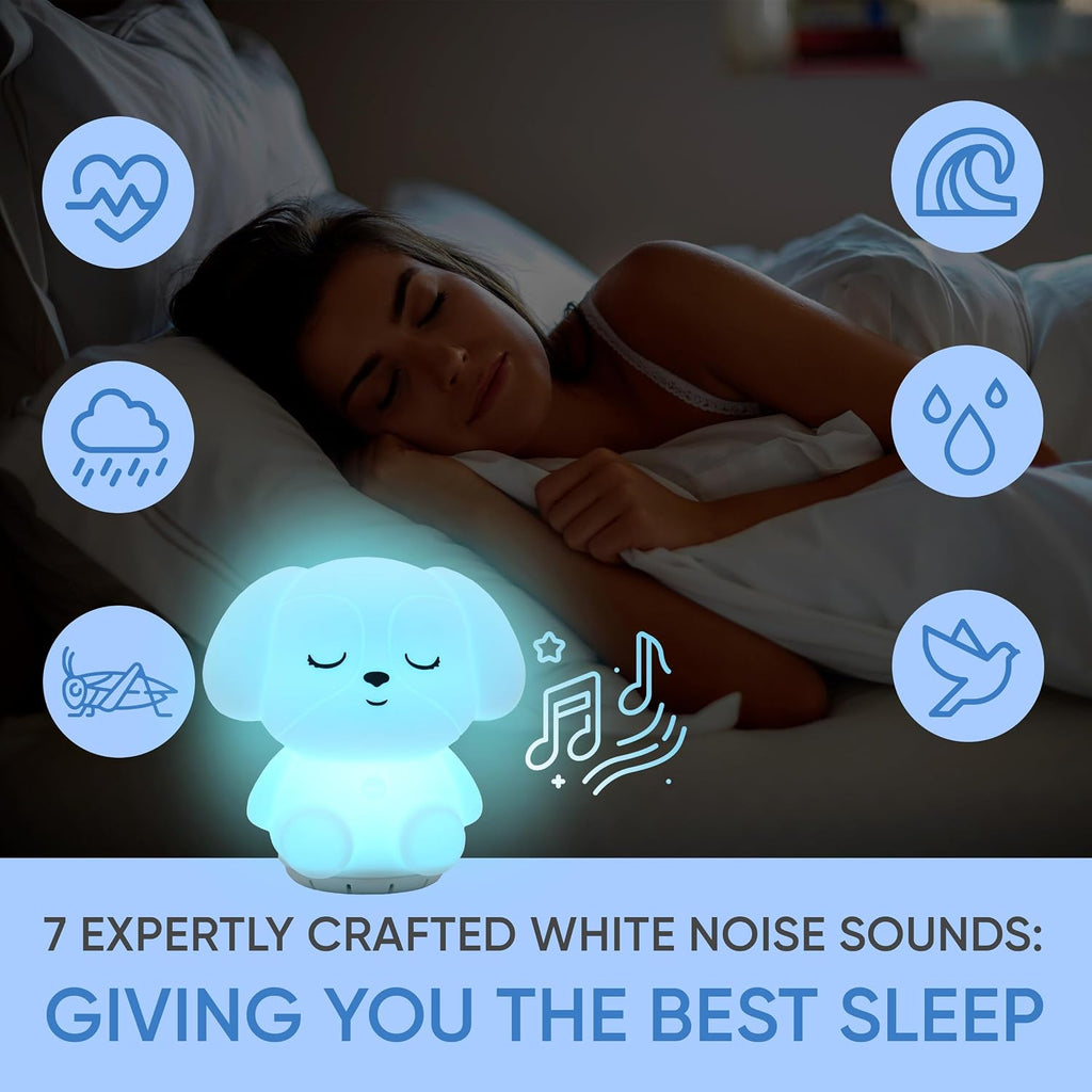 Rainlax Mindfulness Breathing Puppy, 4-7-8 Guided Visual Meditation Light | 3-in-1 Breathing Night Light Device & Noise Machine for ADHD Anxiety Stress Relief Sleep - Gifts for Kids & Adult Women Men