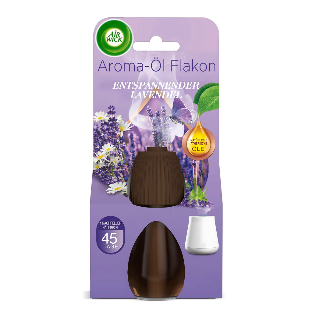 Air Wick Scented Oil Bottle - Fragrance Oil Refill Set for Air Wick Diffuser - Fragrance: Relaxing Lavender – 3 x 20 ml Essential Oil with Diffuser.