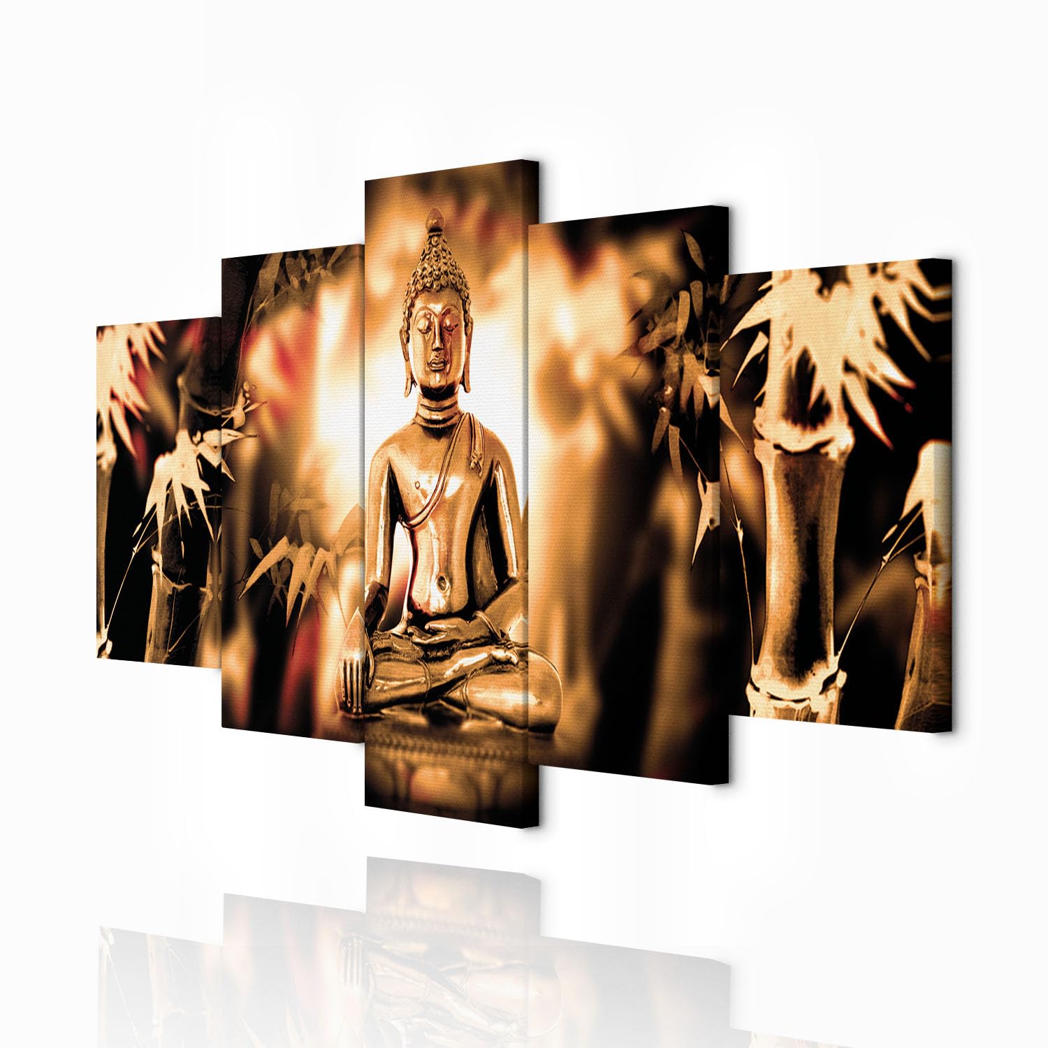 decomonkey Bilder Buddha 200x100 cm 5 Teilig Wandbild Groß Leinwandbild XXL Deko Wohnzimmer Schlafzimmer Wanddeko Pictures For Wall Poster Wall Painting Zen Orient