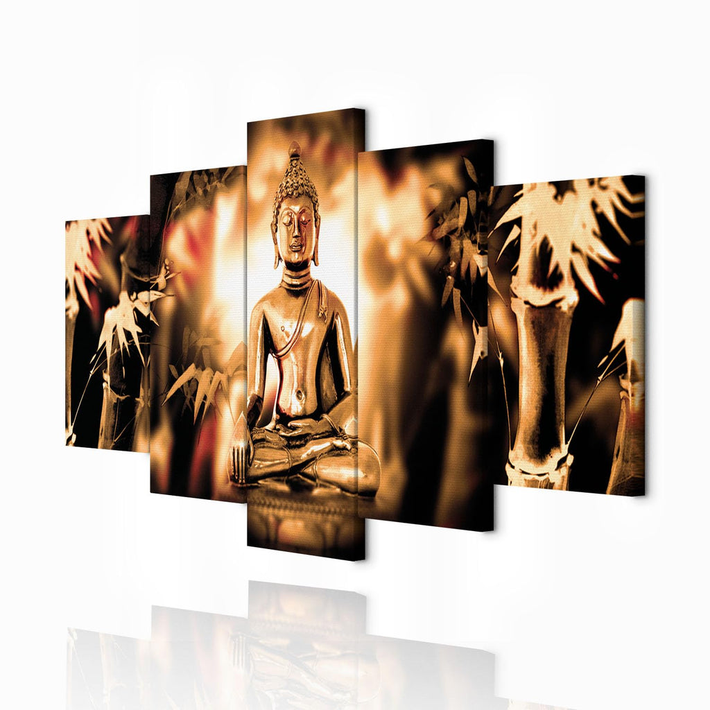 decomonkey Bilder Buddha 200x100 cm 5 Teilig Wandbild Groß Leinwandbild XXL Deko Wohnzimmer Schlafzimmer Wanddeko Pictures For Wall Poster Wall Painting Zen Orient