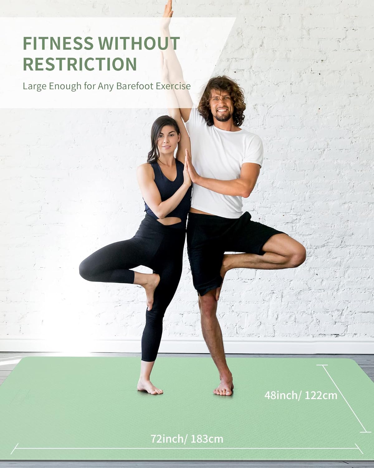 CAMBIVO Yogamatte XXL, Yoga Matte 183cm x 122cm Groß，6/8/10/12mm Extra-DickE Fitnessmatte, Breite Sportmatte Rutschfest, TPE Pilatesmatte Gymnastikmatte mit Handtuch