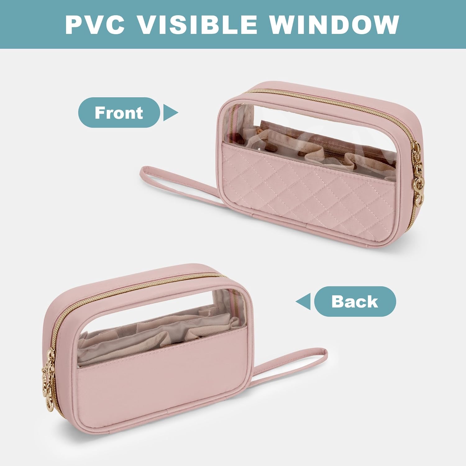 Yarwo Nagellack Organizer Tasche für 10 Flaschen, Kleine Nagellack Aufbewahrung mit Sichtfenster und Handschlaufe, Tragbare Kosmetiktasche für Maniküre Set & Nail Art, Rosa (Nur Tasche)