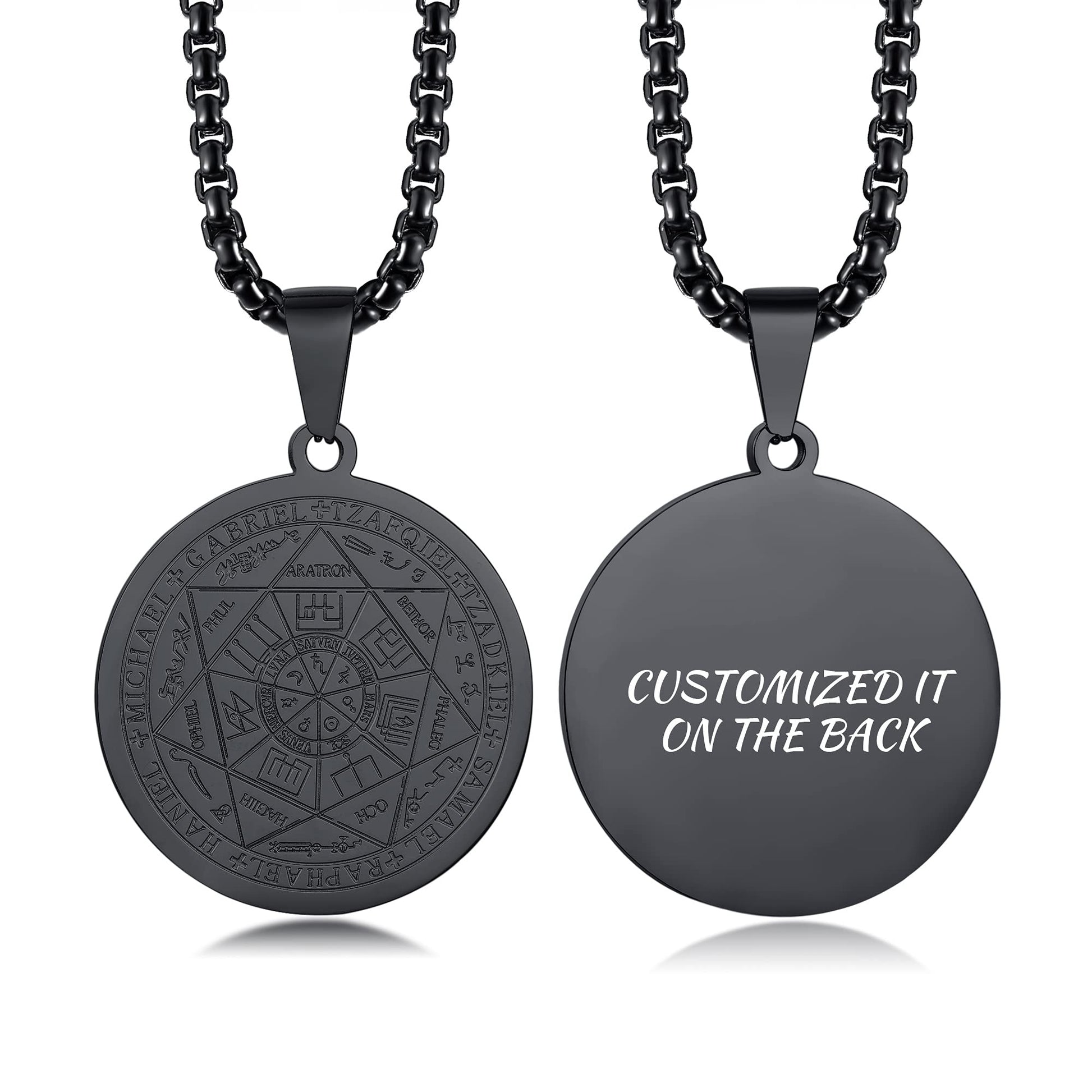 XUANPAI Siegel der Sieben Erzengel Ketten Choker Statement Halskette Talisman Anhänger Amulett Schmuck für Männer