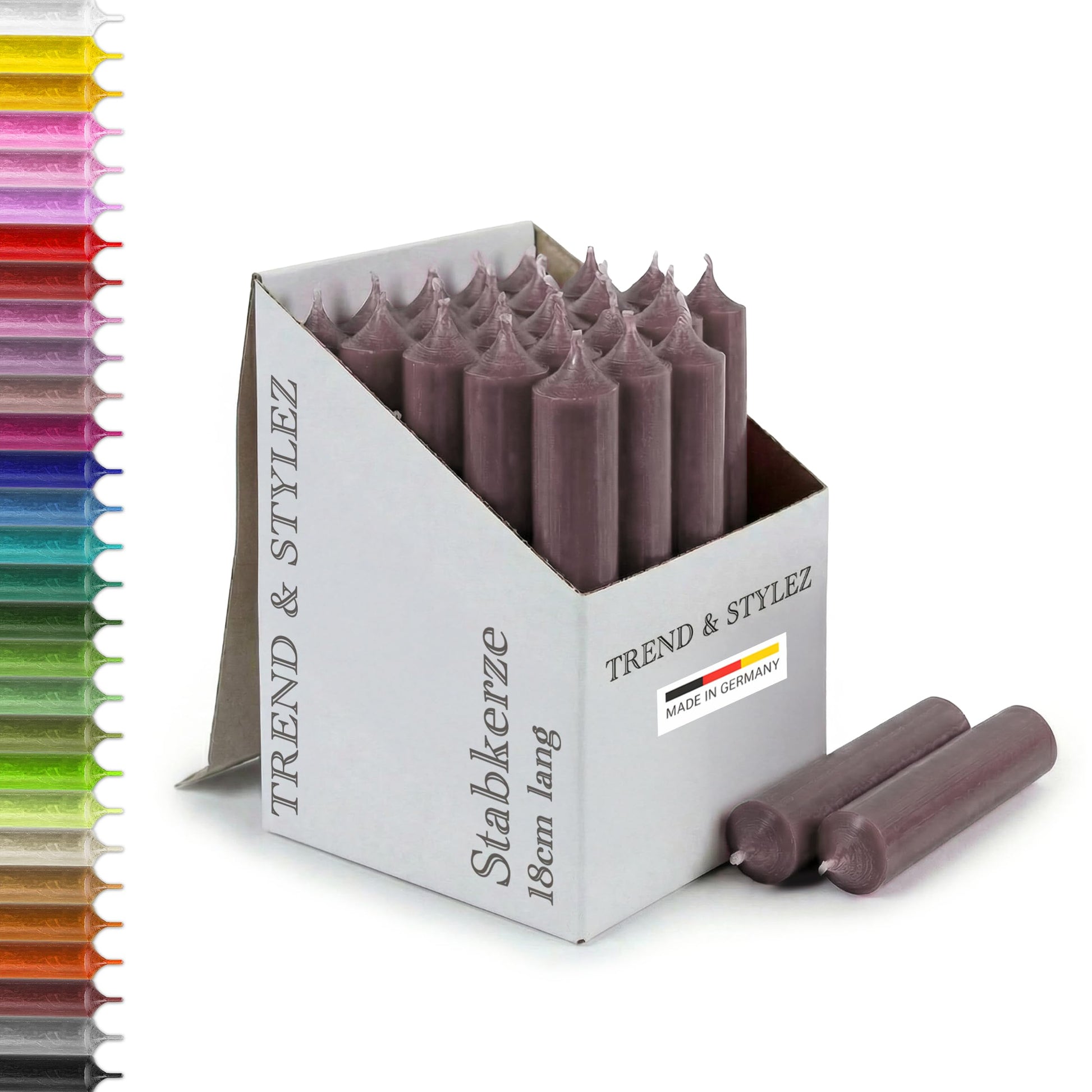 25 Stabkerzen 180mm x 22mm | Durchgefärbte Spitzkerzen | 8+ Stunden Brenndauer | Made in Germany - Ohne Tropfen & Rußen | RAL-Zertifizierte Tafelkerzen unparfümiert (Grün)