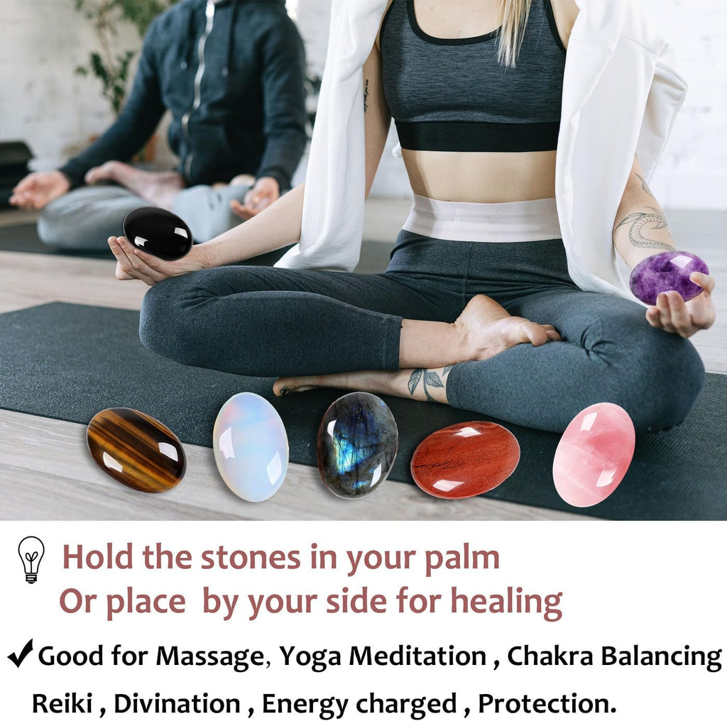 XIANNVXI 2.4 Inch Large Crystals Moonstone Gemstones Worry Stones Natural Labradorite Polished Oval Palm Bag Stone Healing Crystal Energy Stone Spiritual Gifts 1 Piece